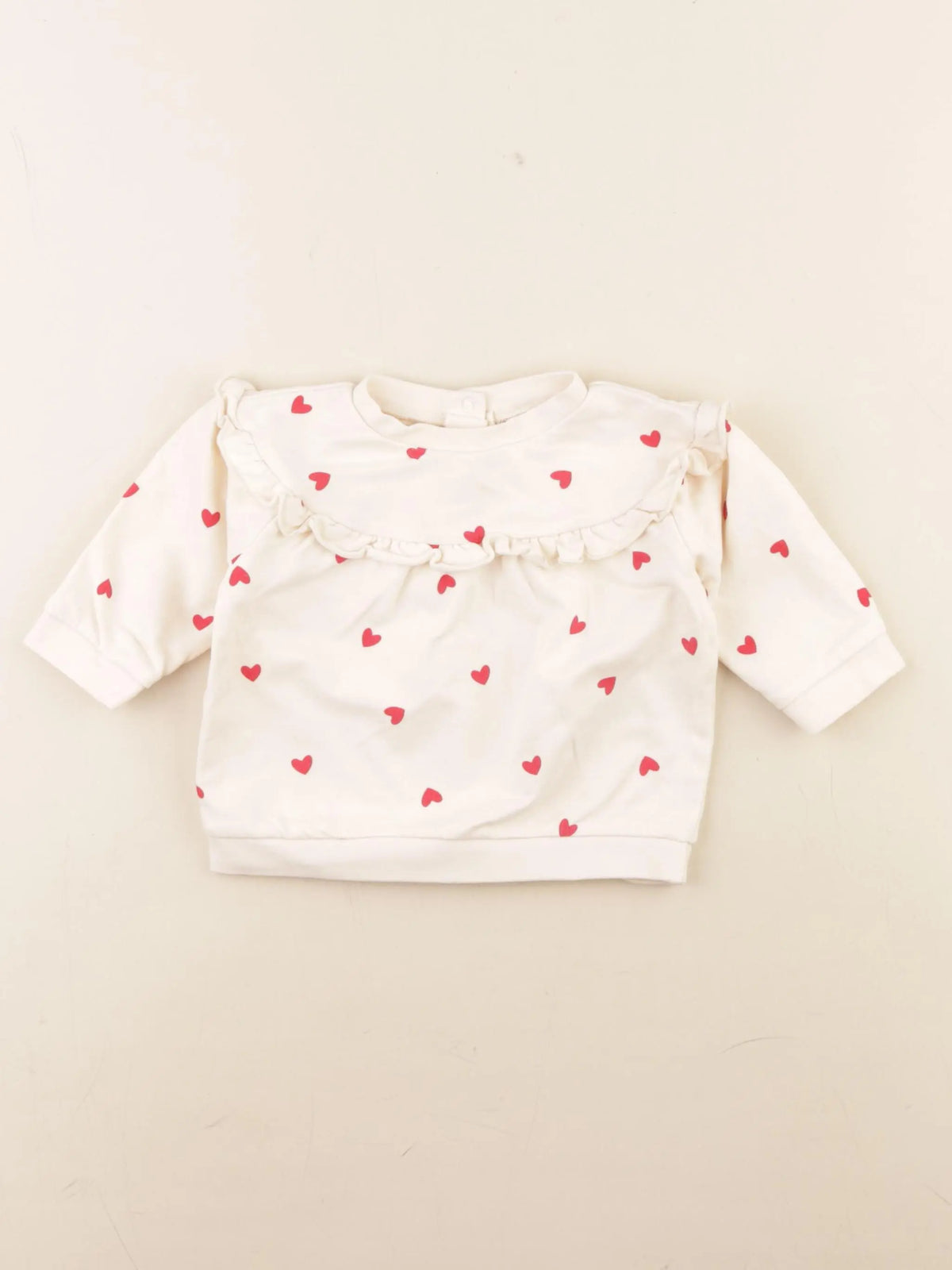 Vertbaudet - sweat beige, rouge - 6 mois