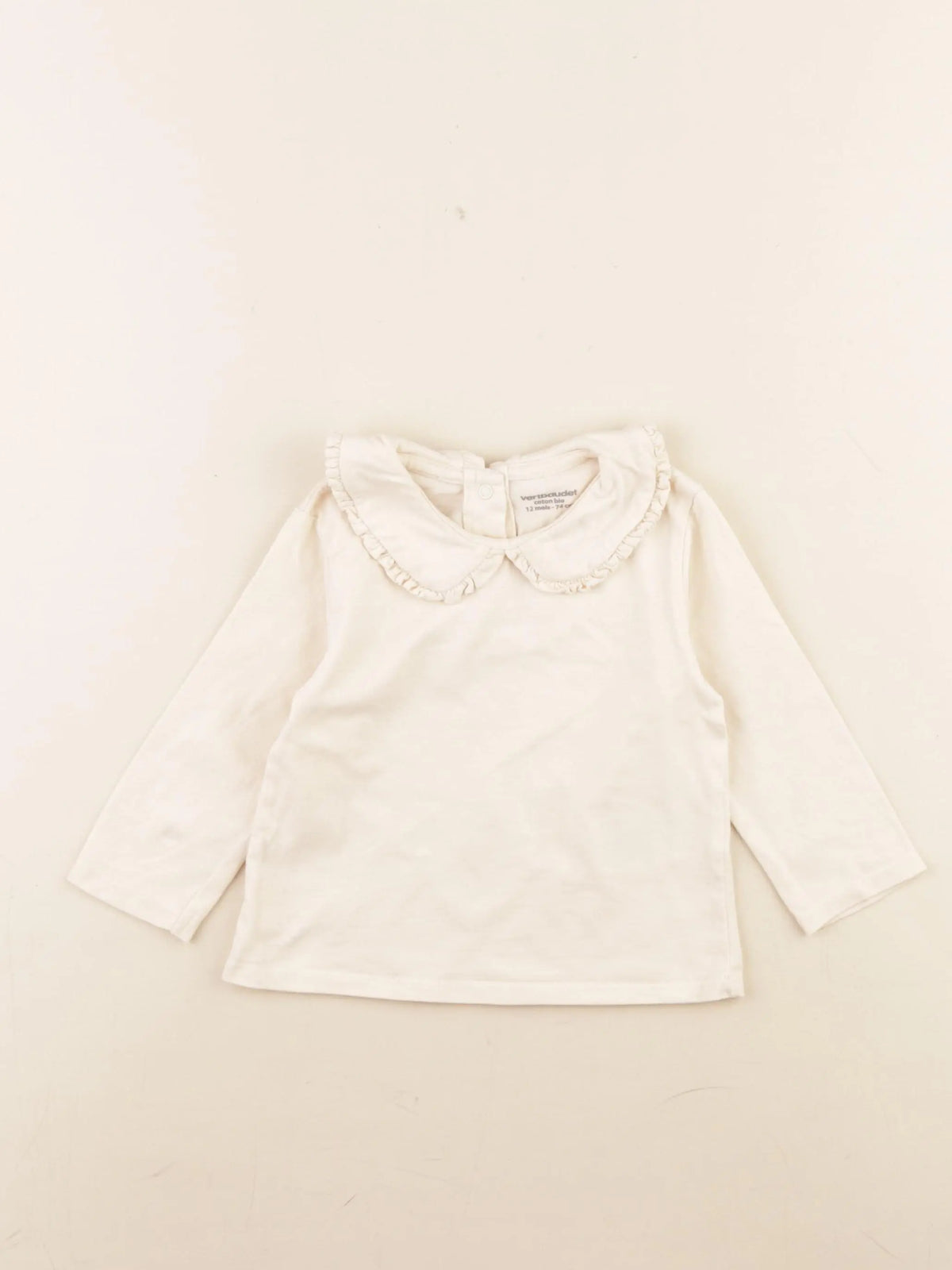 Vertbaudet - tee-shirt beige - 12 mois