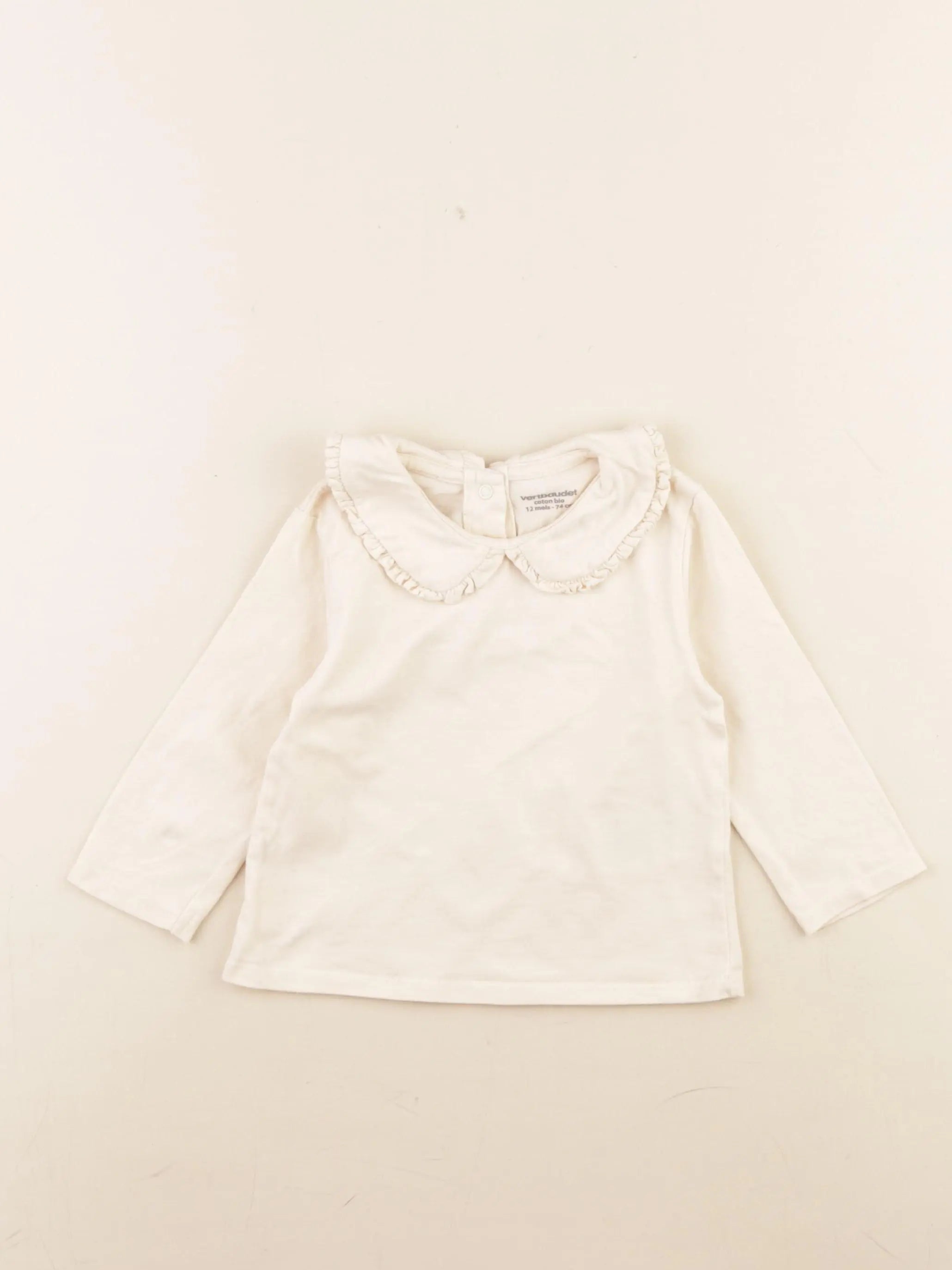 Vertbaudet - tee-shirt beige - 12 mois