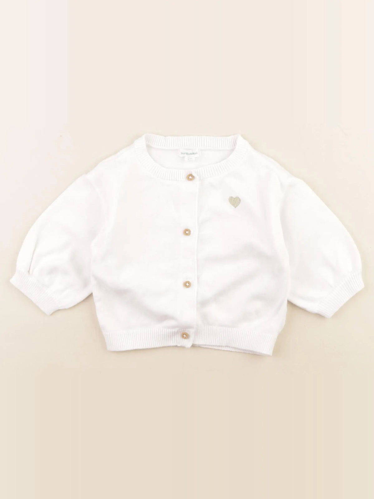 Vertbaudet - gilet blanc, or - 6 mois