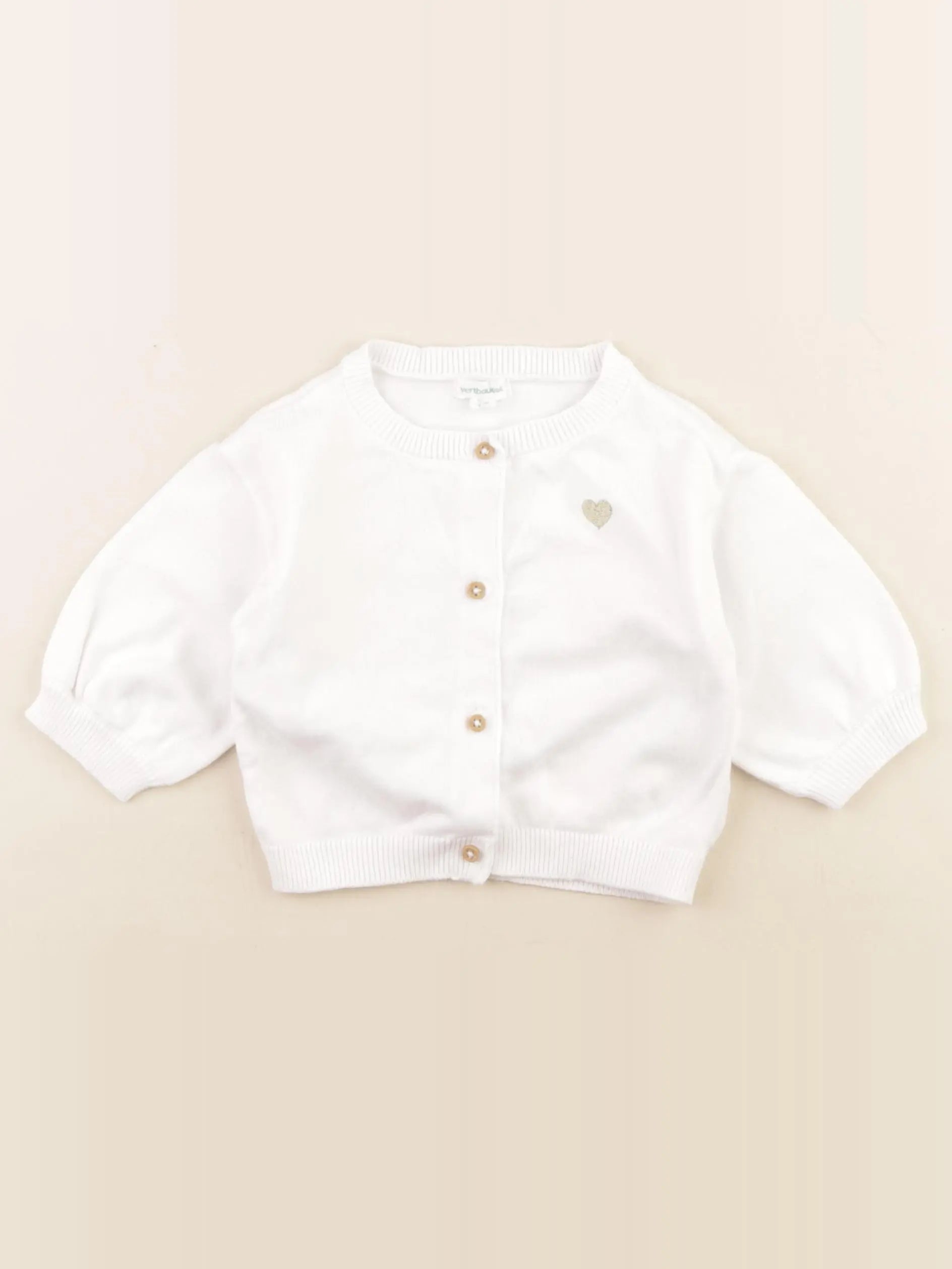 Vertbaudet - gilet blanc, or - 6 mois