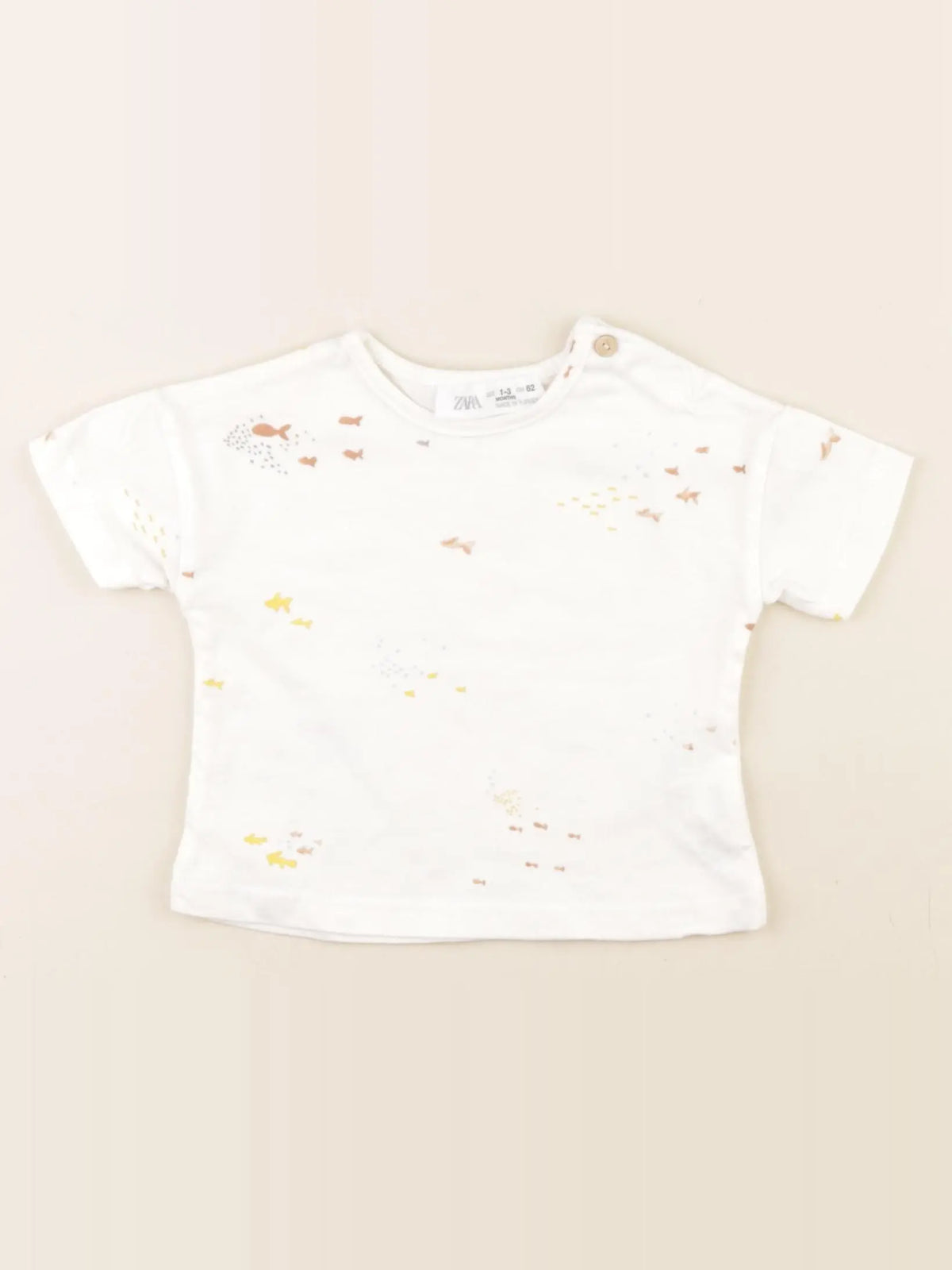 Zara - tee-shirt beige - 1/3 mois