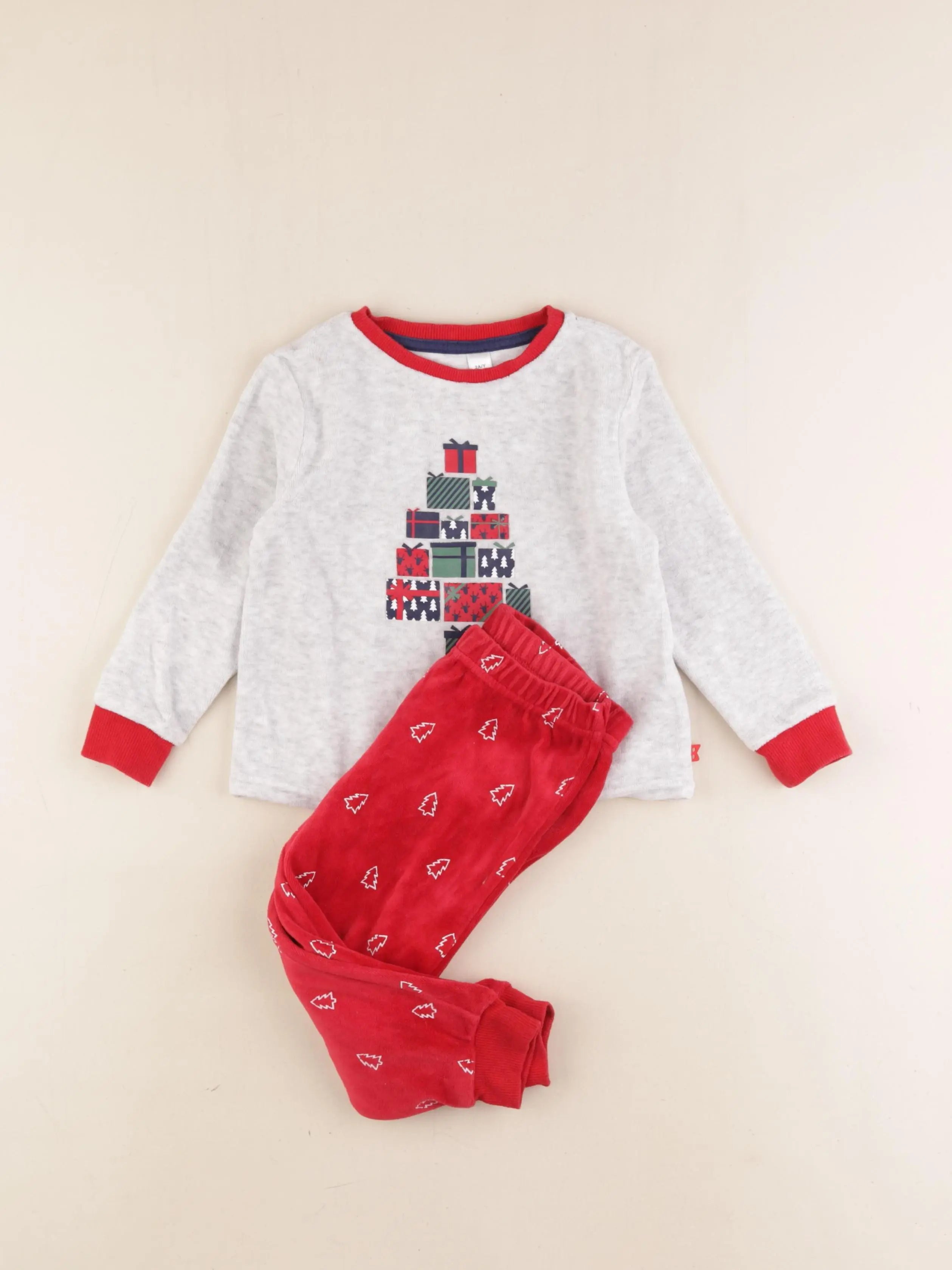 Okaidi - pyjama velours rouge - 2 ans