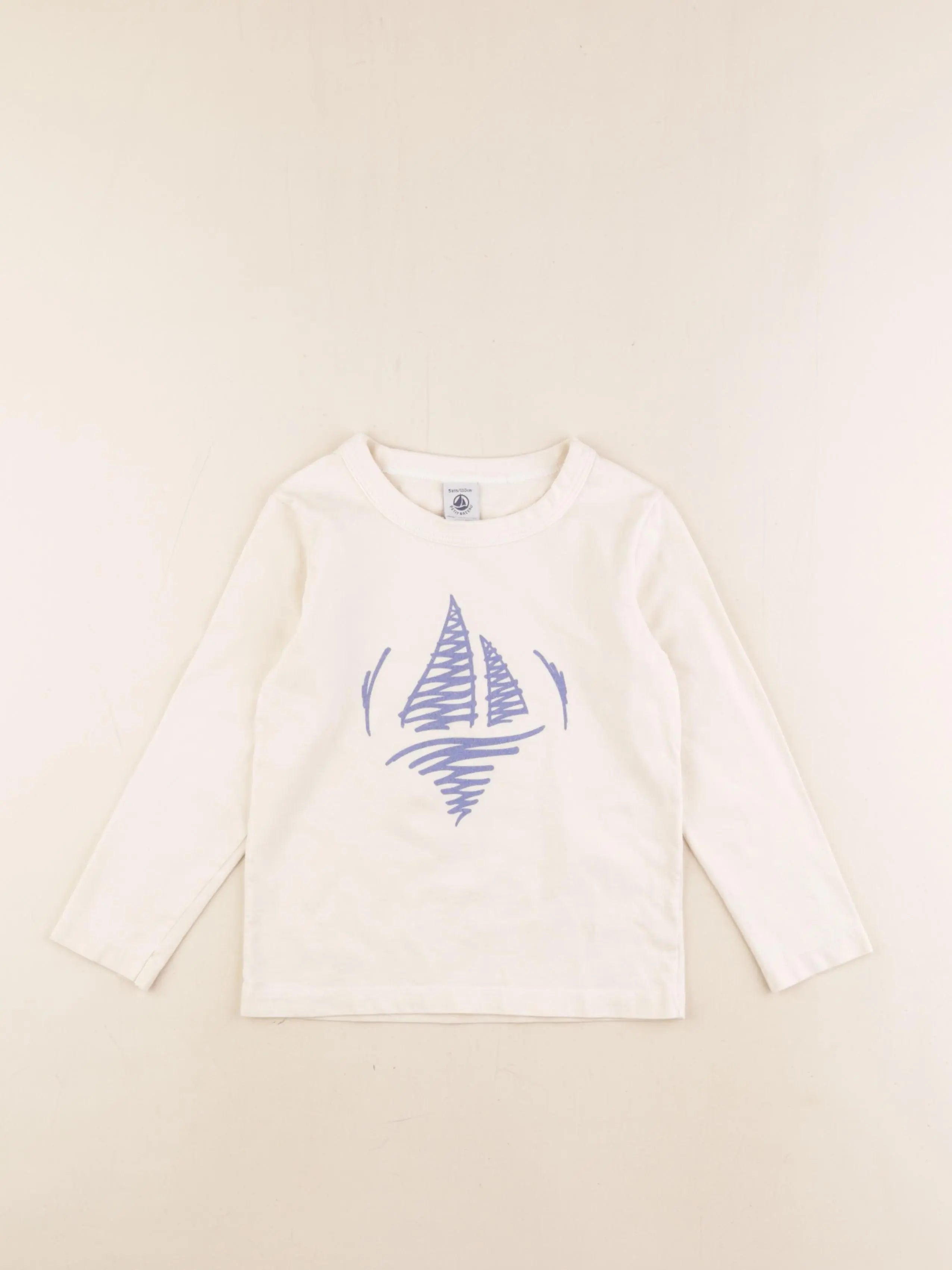 Petit Bateau - tee-shirt beige, bleu - 5 ans