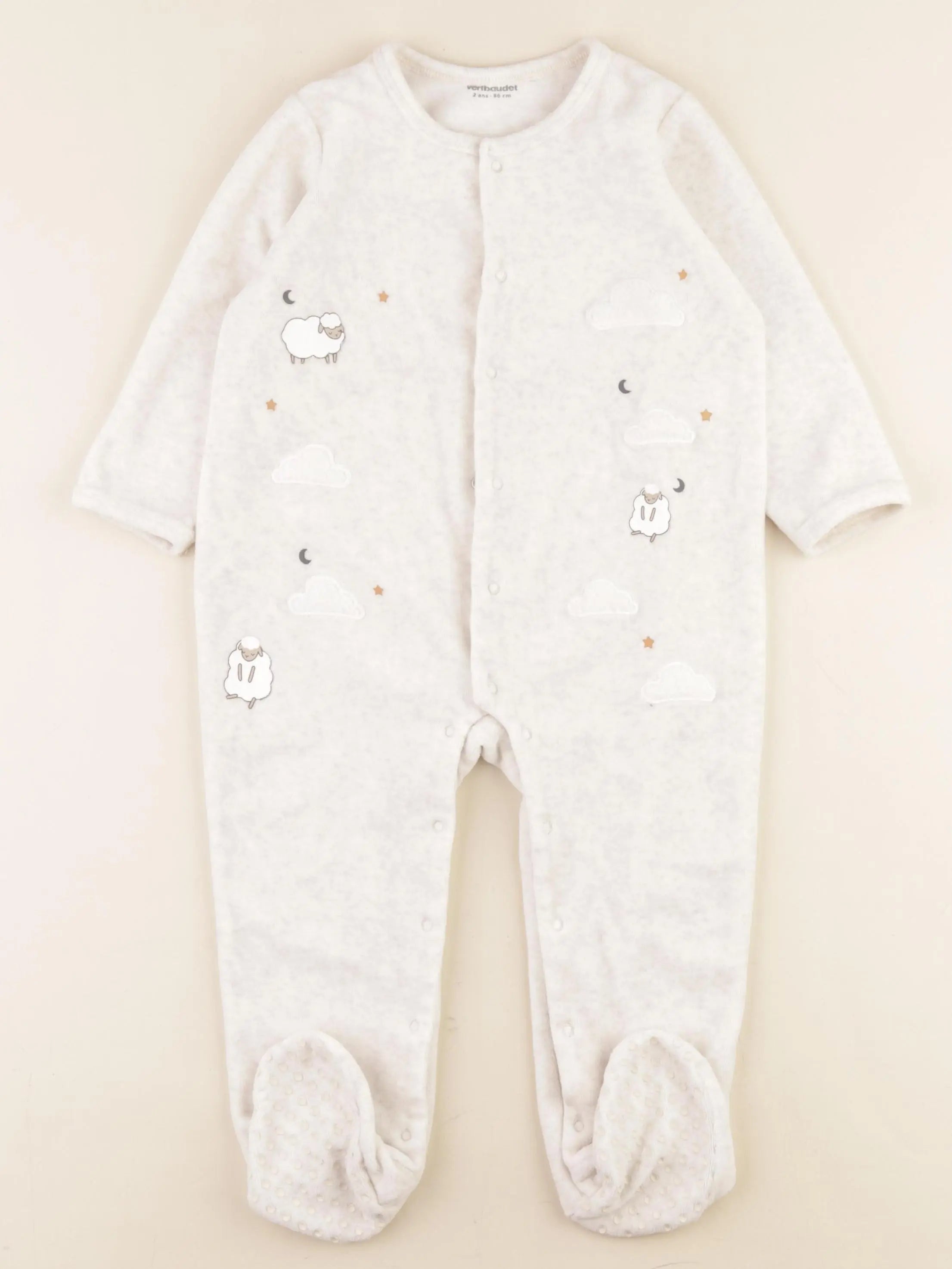 Vertbaudet - pyjama velours beige - 2 ans