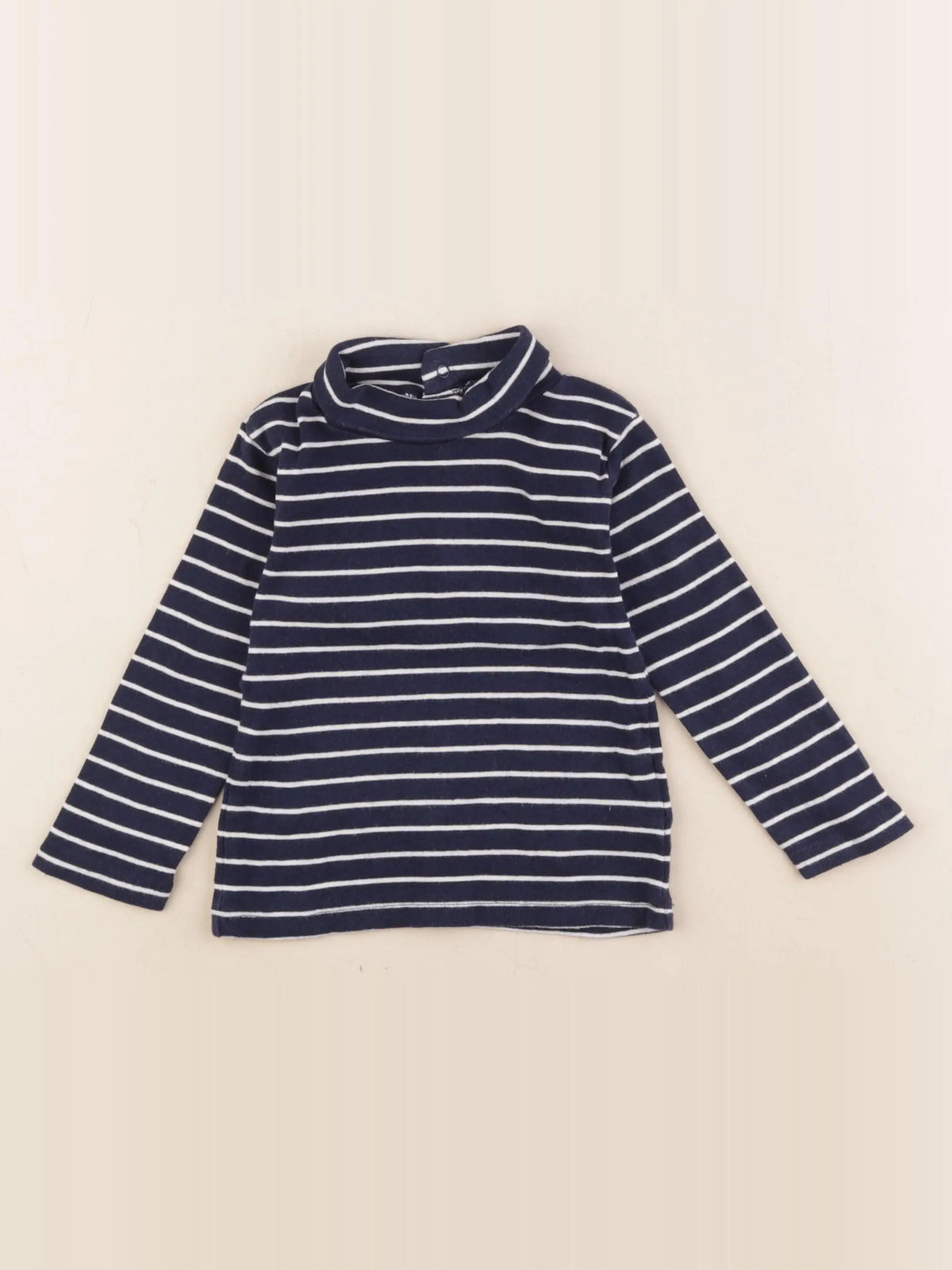 Vertbaudet - sous-pull bleu, blanc - 18 mois