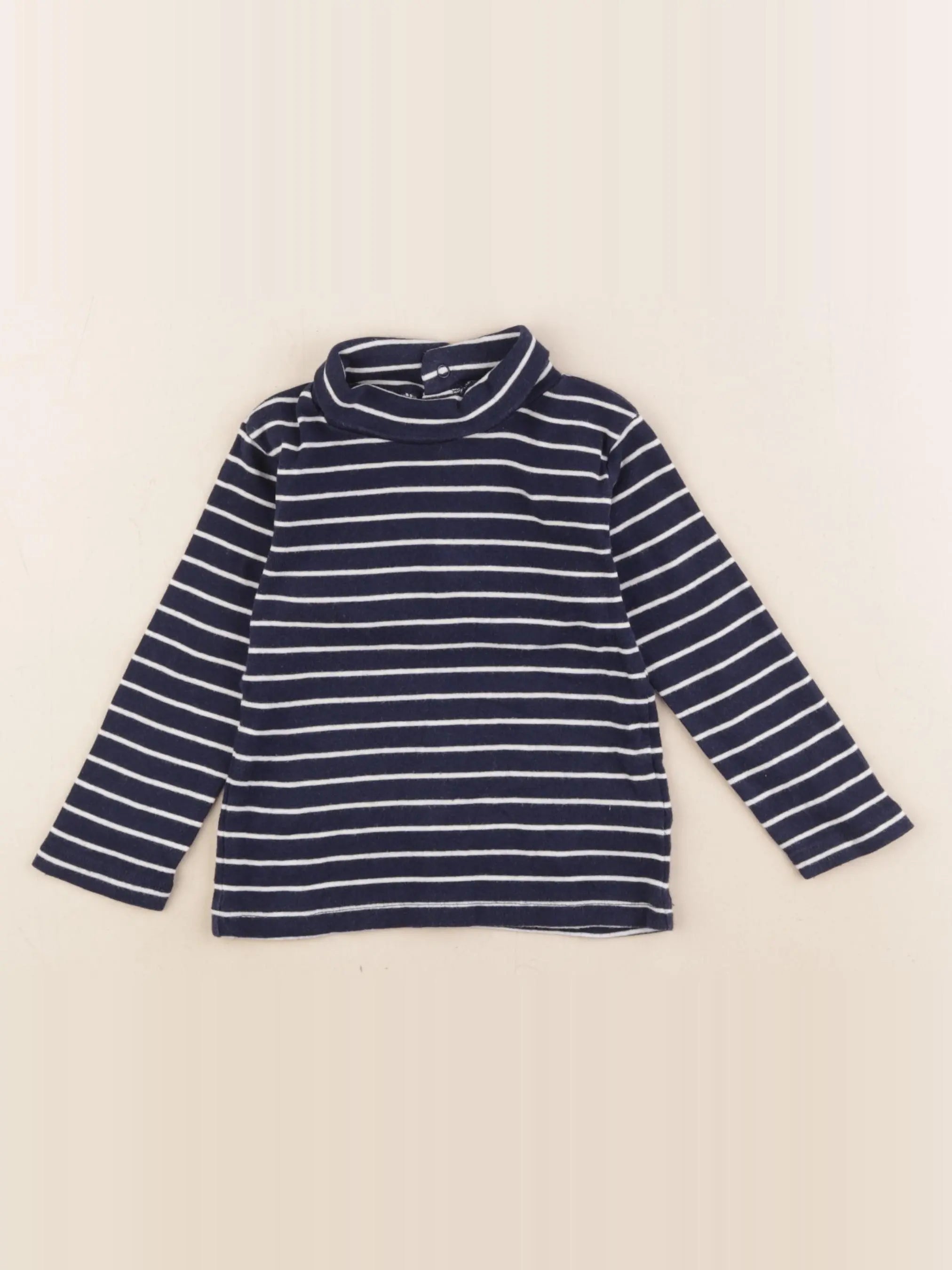 Vertbaudet - sous-pull bleu, blanc - 18 mois