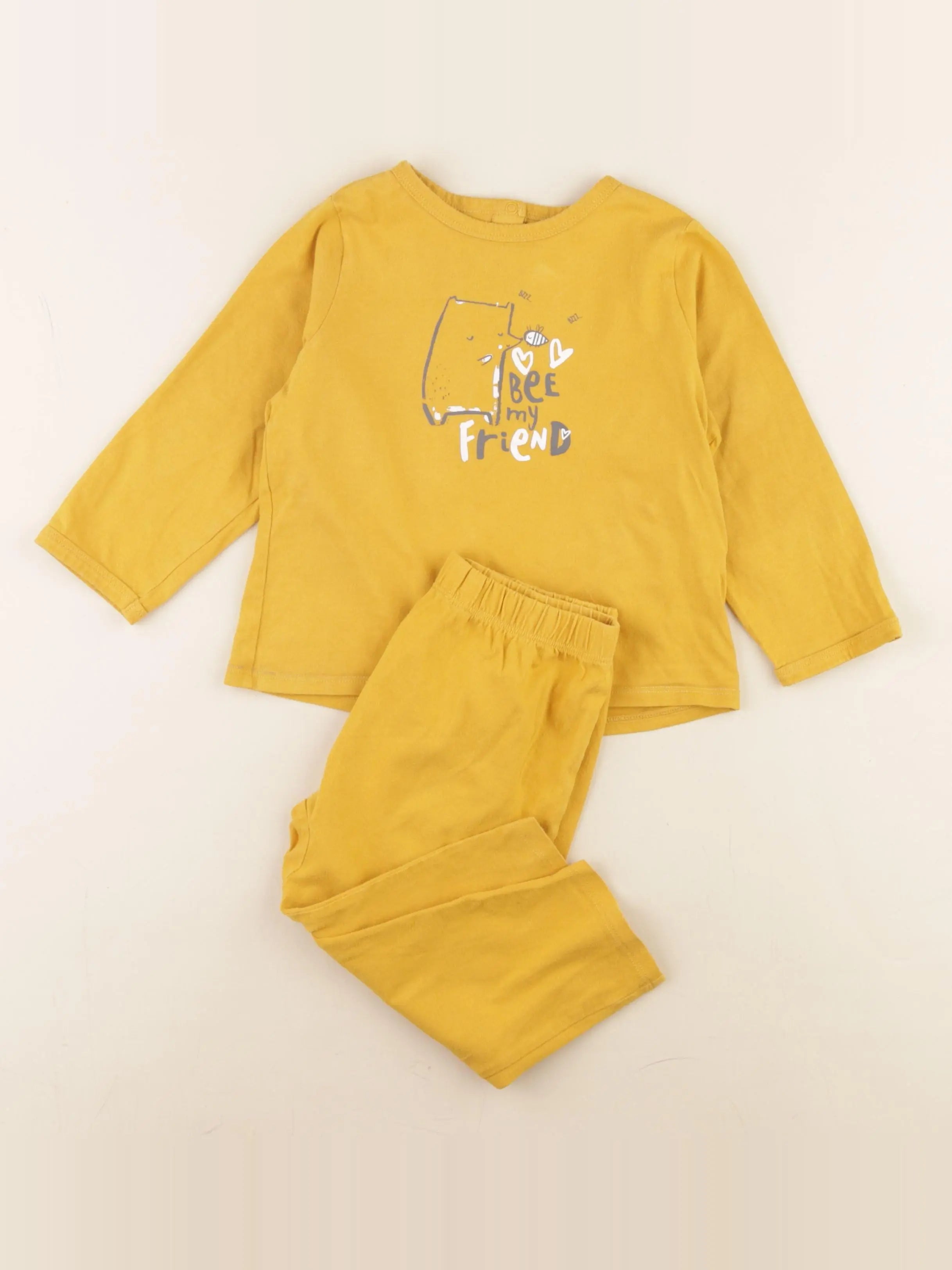 Vertbaudet - pyjama coton jaune - 36 mois