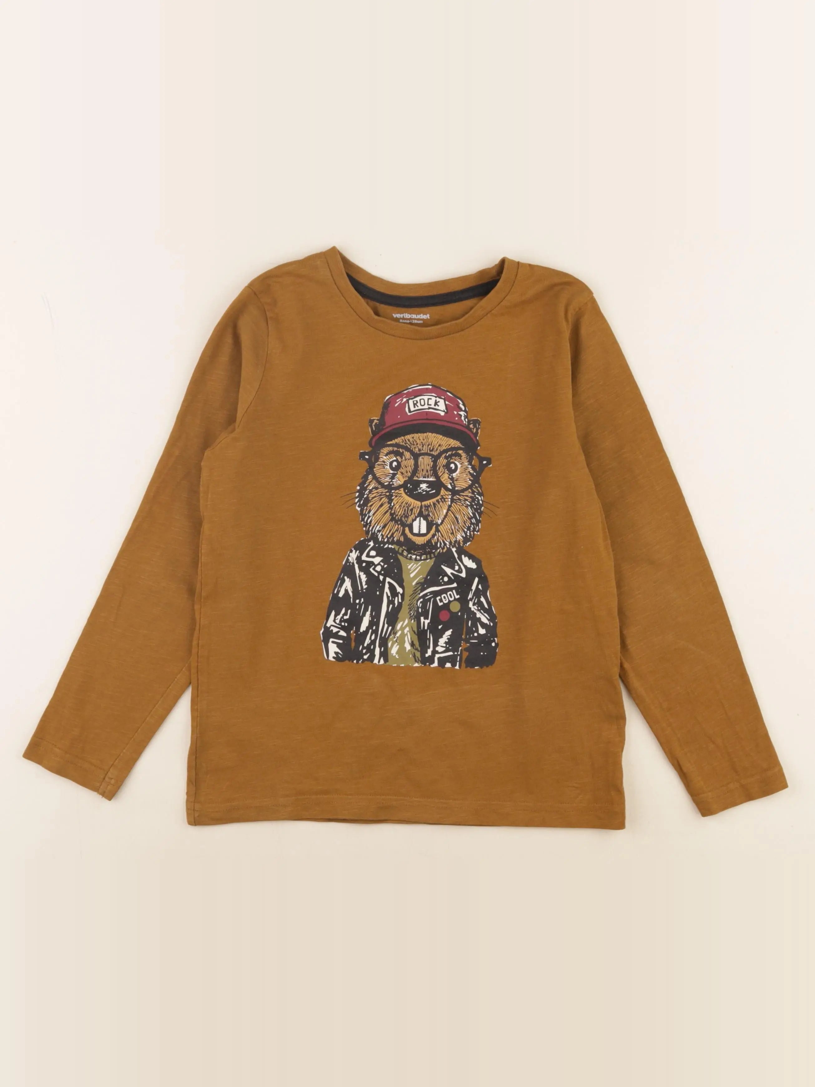 Vertbaudet - tee-shirt marron - 8 ans
