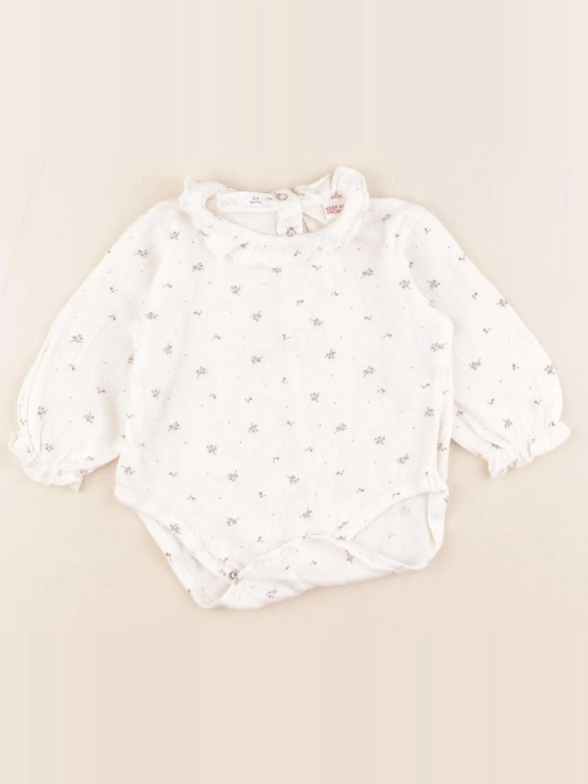 Zara - body à col blanc - 6/9 mois
