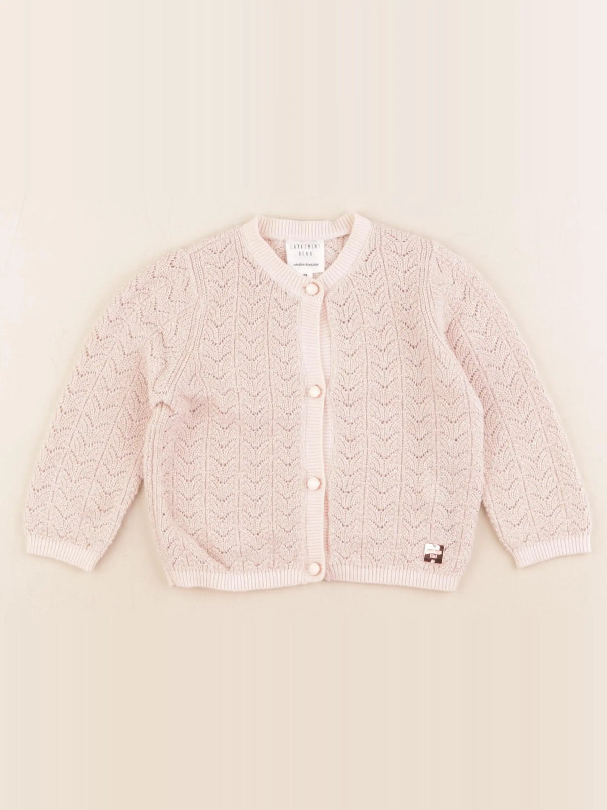 Carrément Beau - gilet rose, or - 9 mois