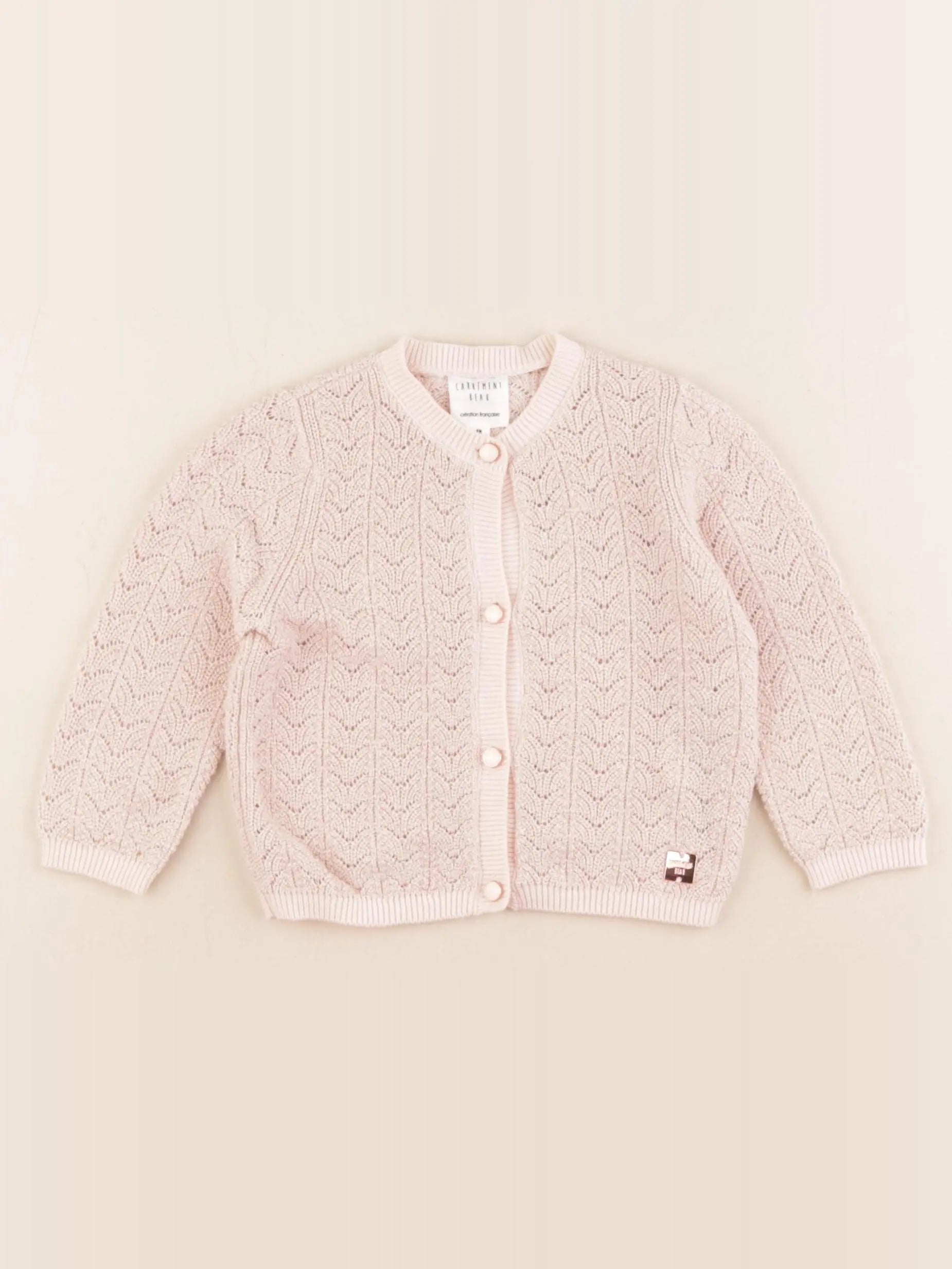 Carrément Beau - gilet rose, or - 9 mois