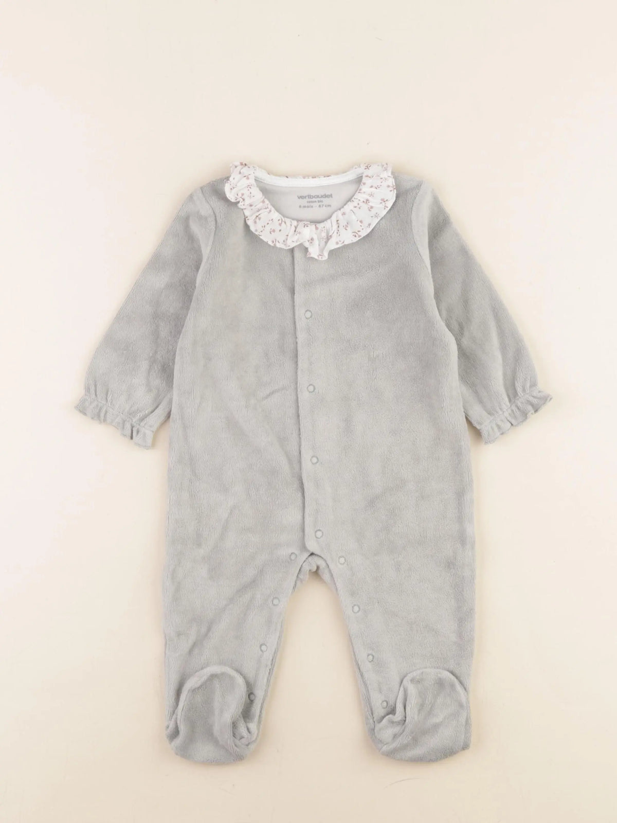 Vertbaudet - pyjama velours vert - 6 mois