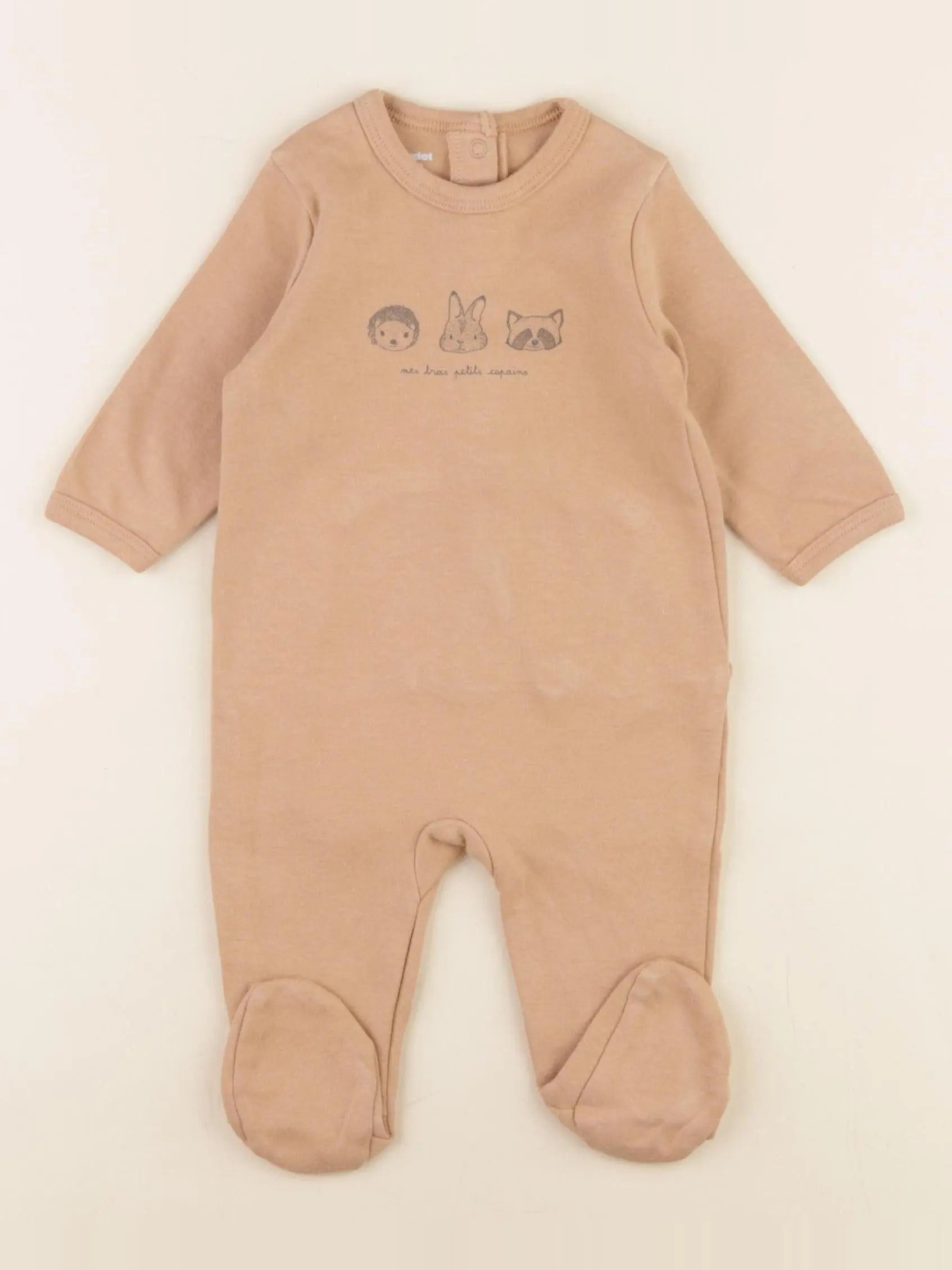 Vertbaudet - pyjama coton marron - 3 mois