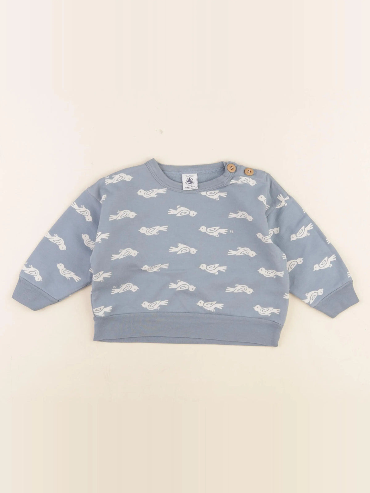Petit Bateau - sweat bleu - 18 mois