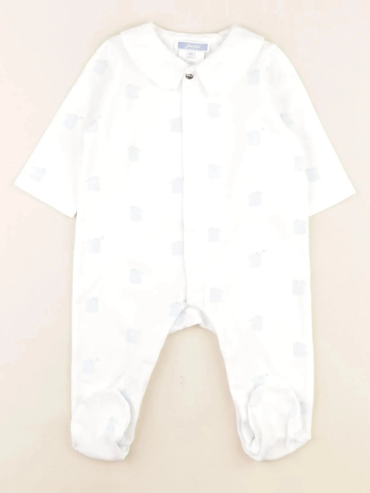 Jacadi - pyjama coton blanc, bleu - 6 mois