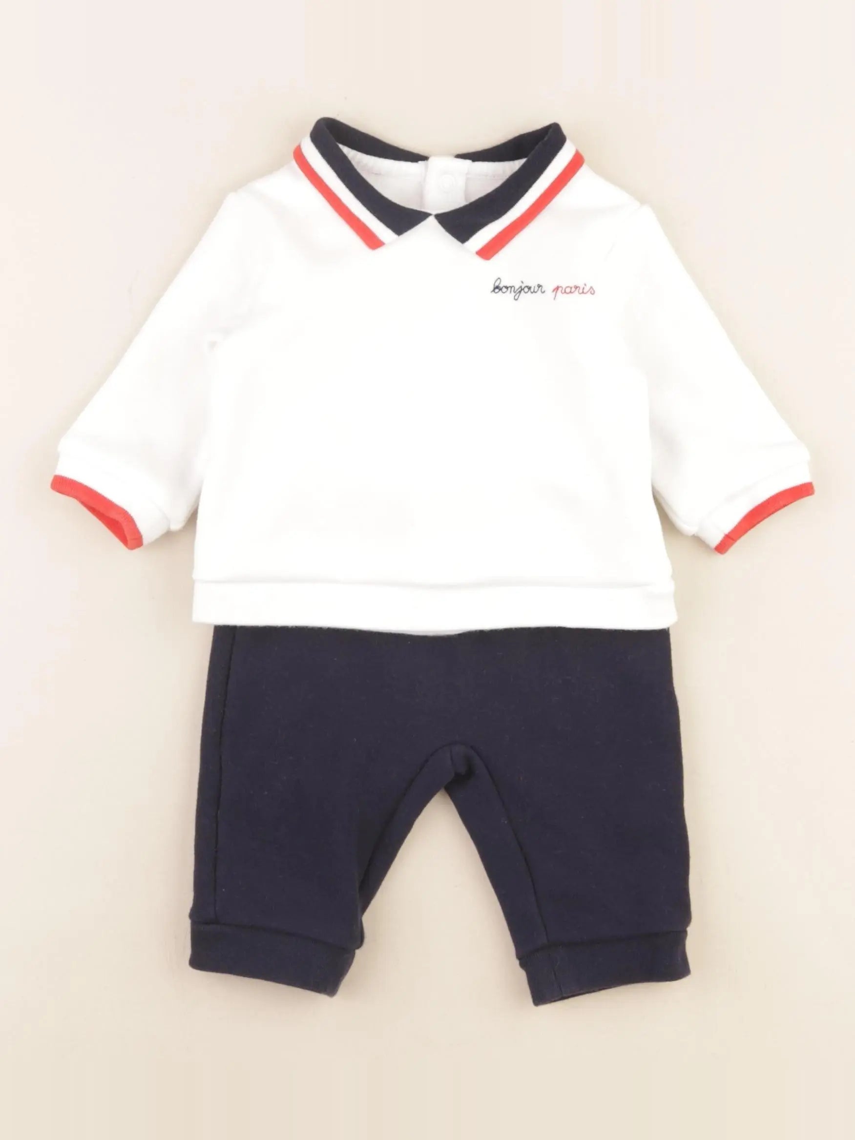 Jacadi - ensemble bleu, blanc - 3 mois