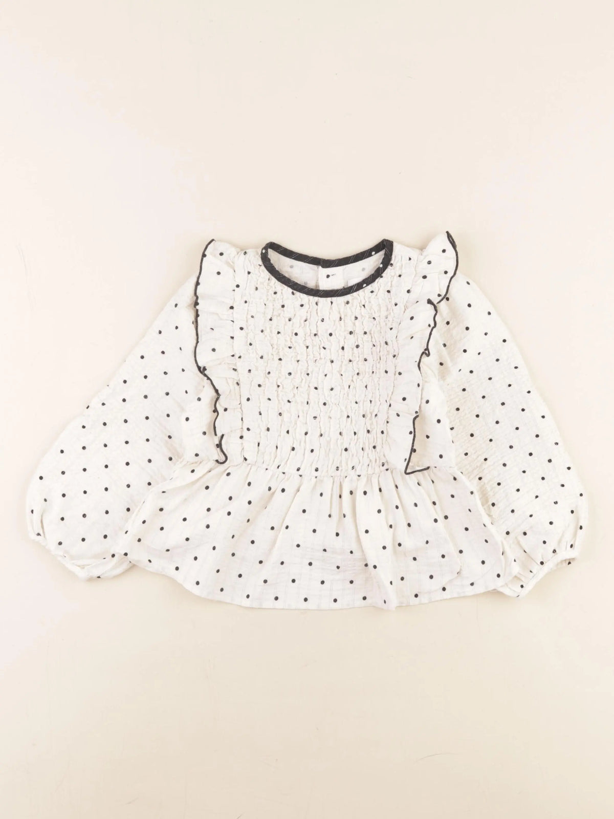Zara - blouse beige, noir - 3/4 ans