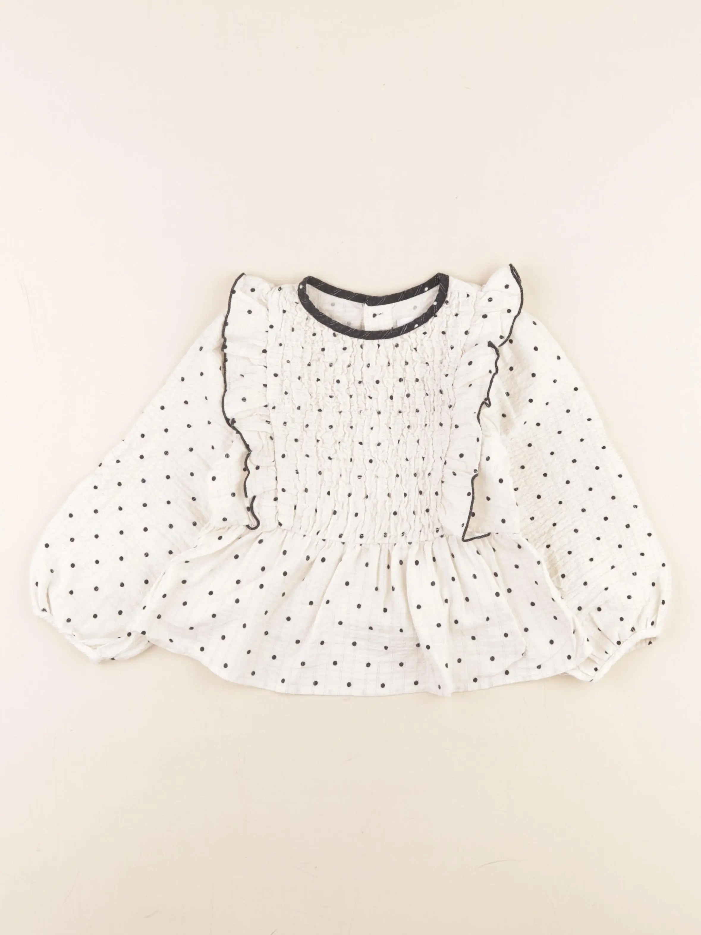 Zara - blouse beige, noir - 3/4 ans