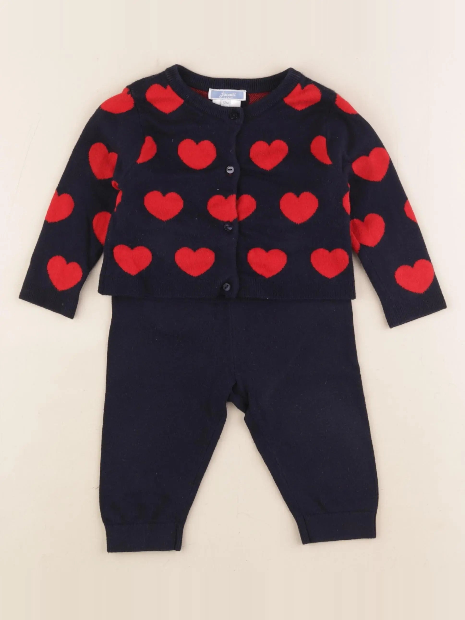 Jacadi - ensemble bleu, rouge - 12 mois