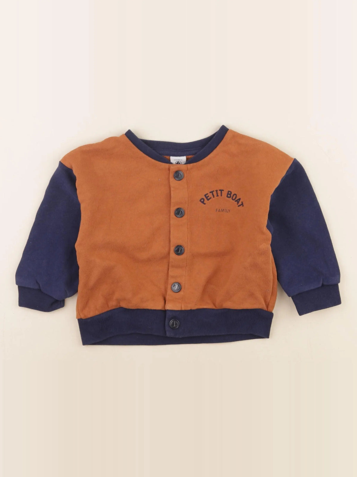 Petit Bateau - sweat bleu, marron - 24 mois