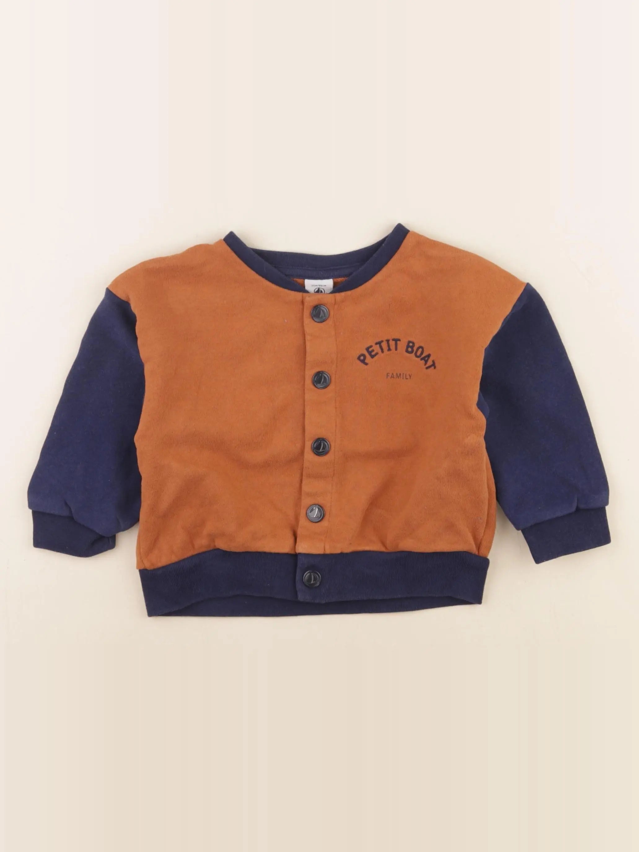 Petit Bateau - sweat bleu, marron - 24 mois