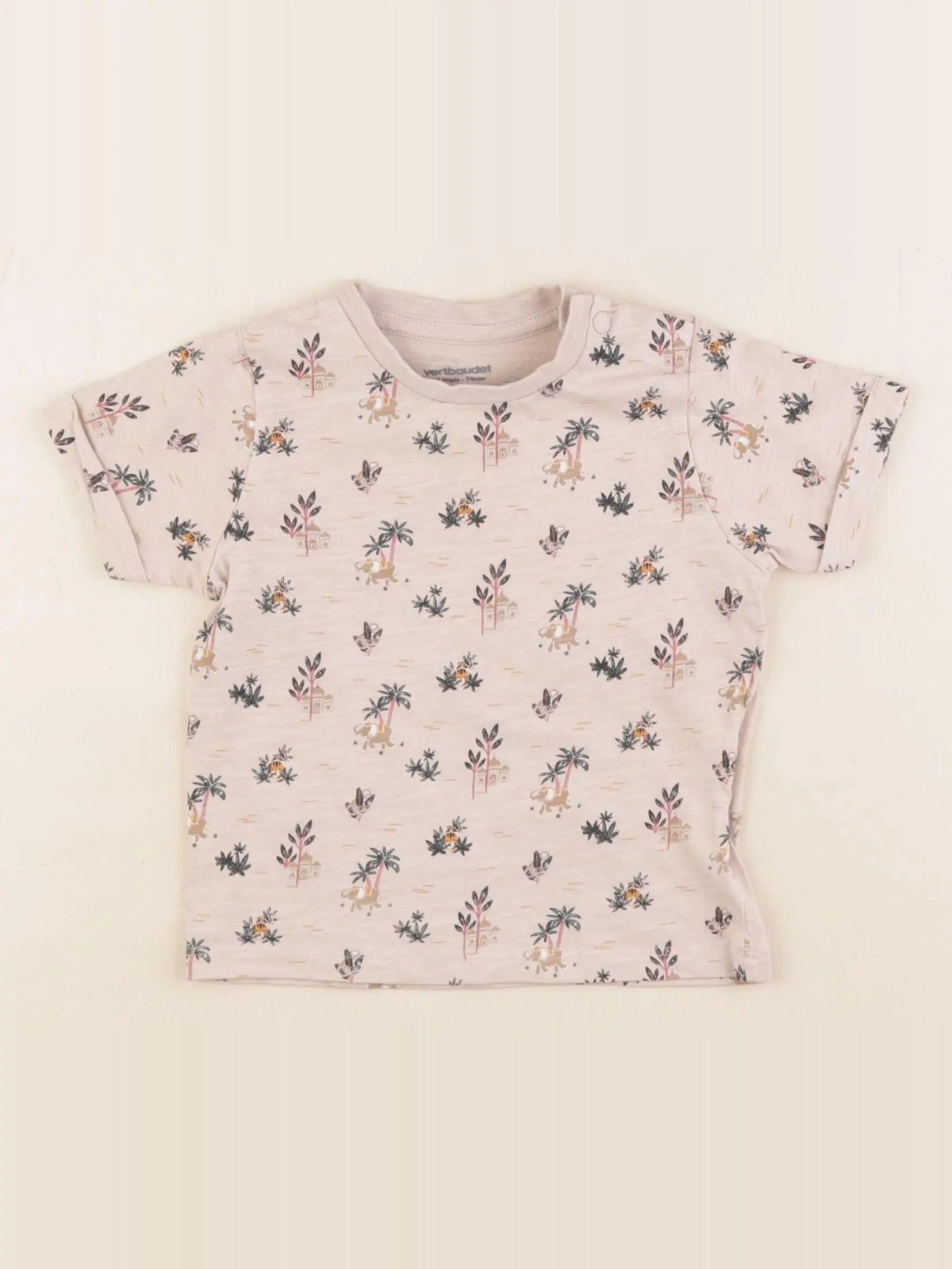 Vertbaudet - tee-shirt beige - 12 mois