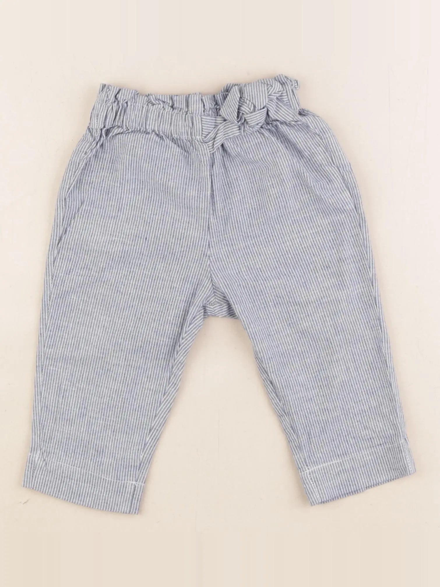 Vertbaudet - pantalon blanc, bleu - 12 mois