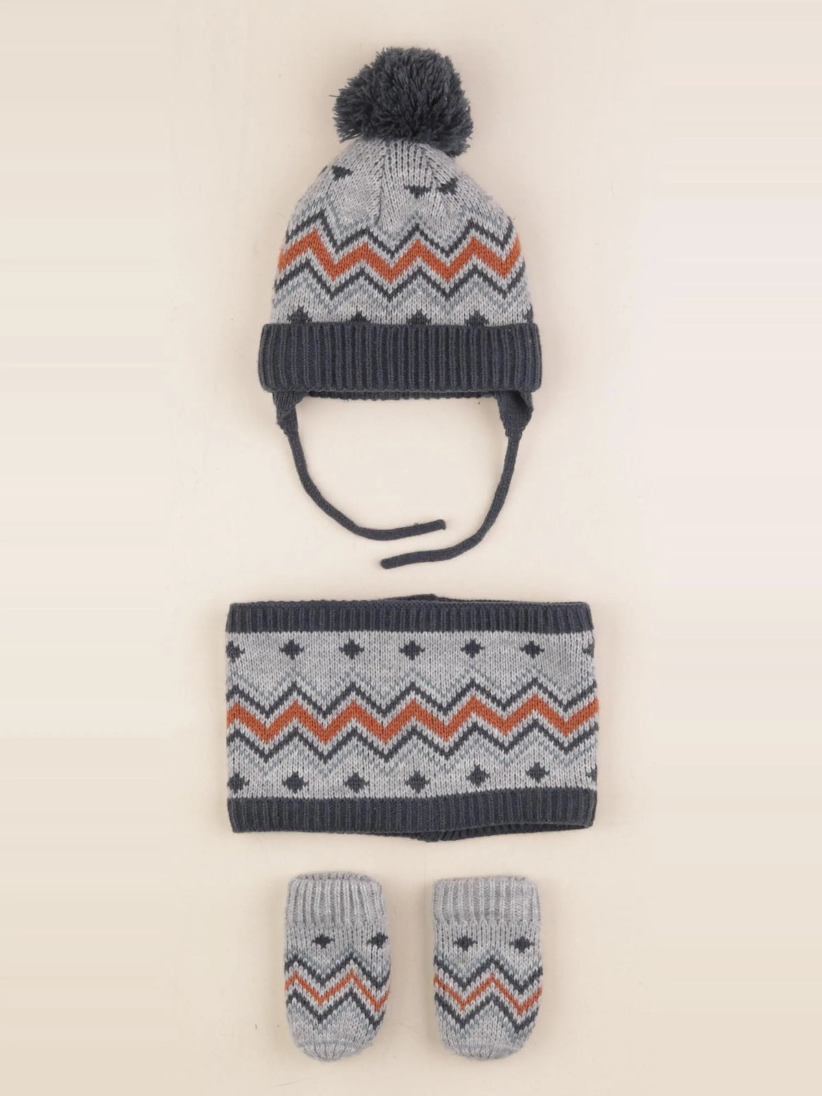 La Redoute - ensemble bonnet/moufles/tour de cou gris - 0/3 mois