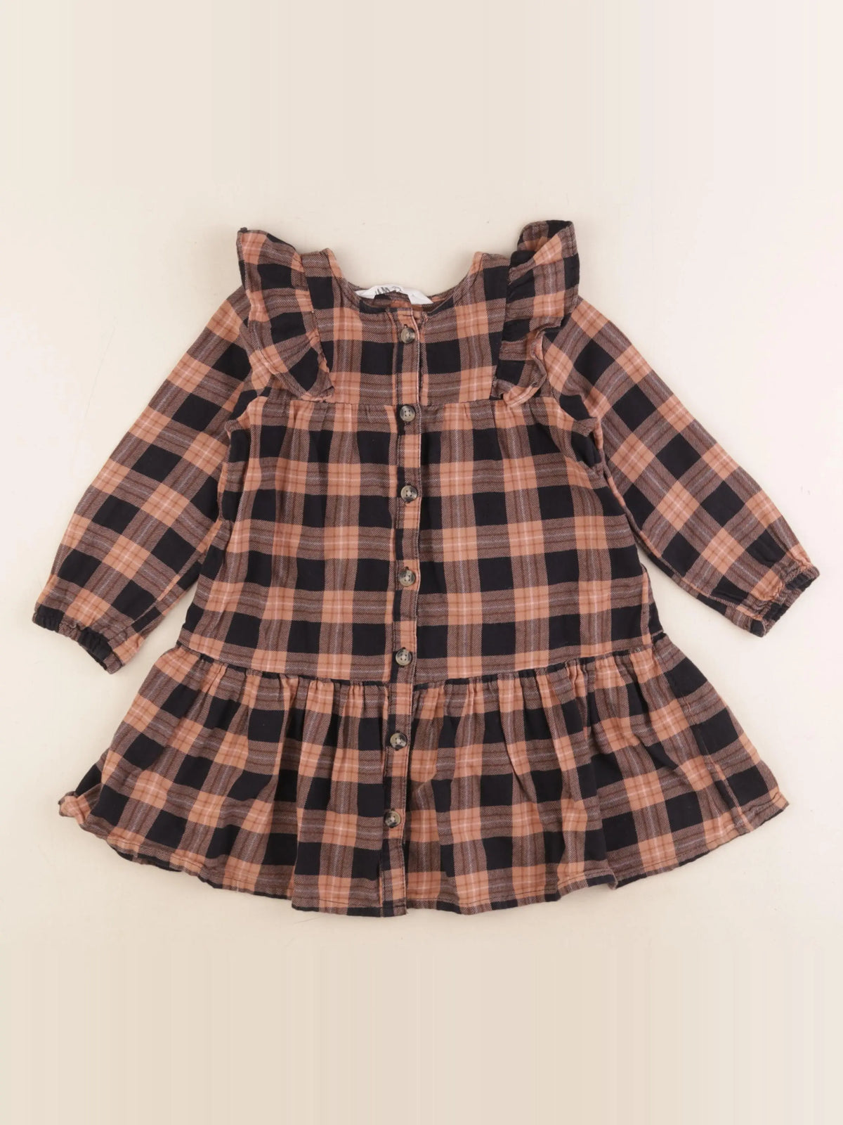H&M - robe marron, noir - 3/4 ans