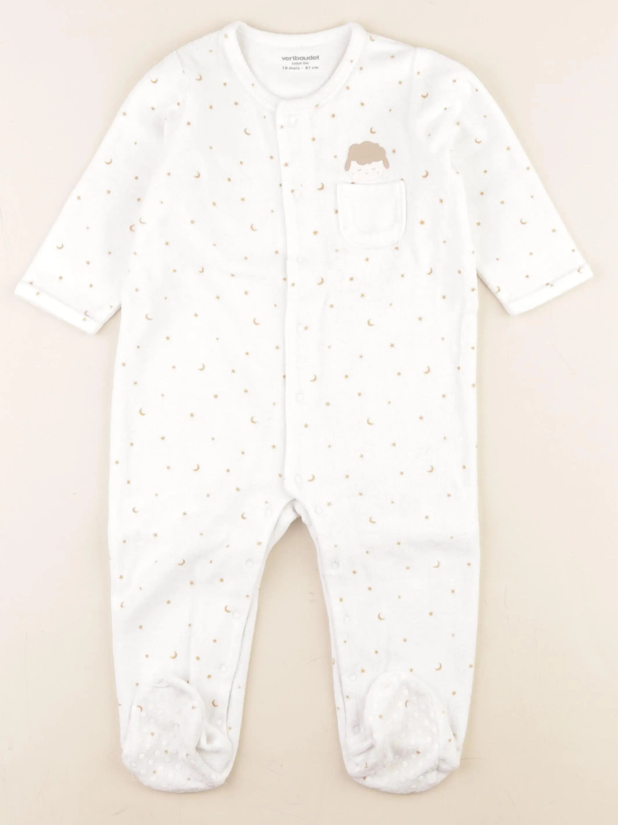 Vertbaudet - pyjama velours blanc - 18 mois