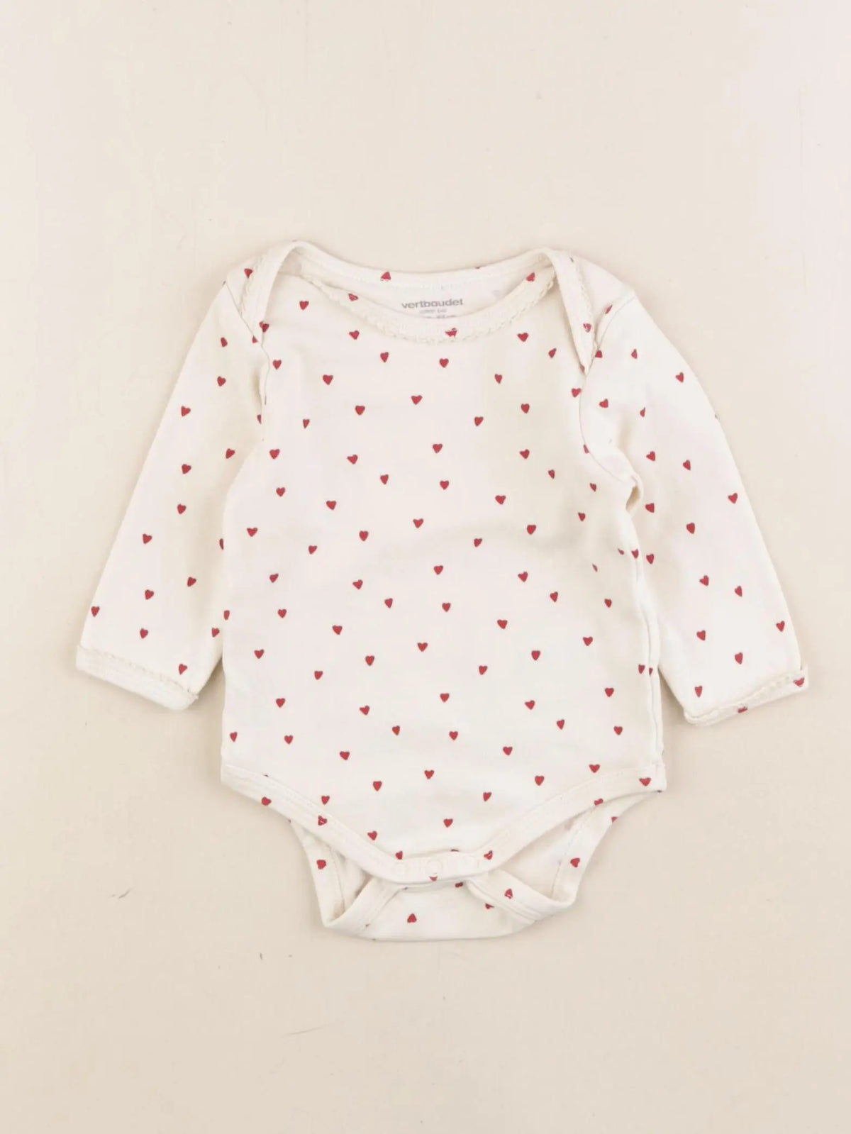 Vertbaudet - body beige, rouge - 6 mois