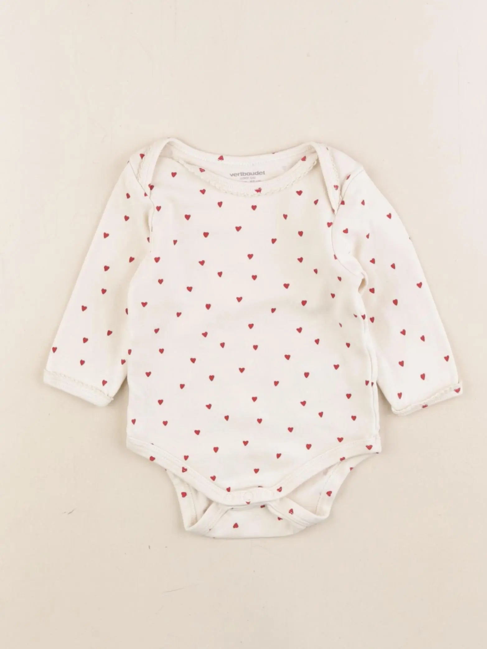 Vertbaudet - body beige, rouge - 6 mois