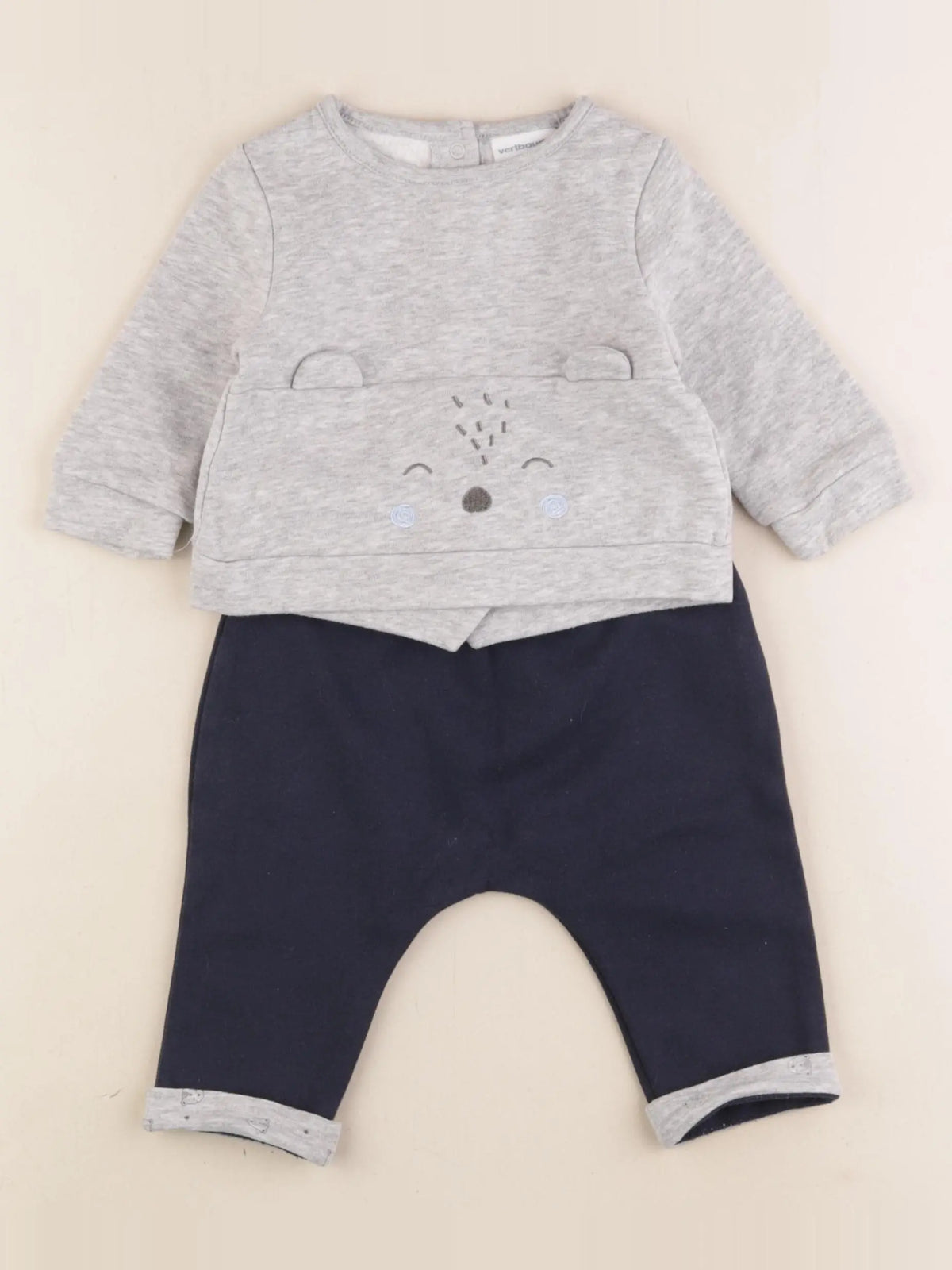 Vertbaudet - ensemble bleu, gris - 6 mois