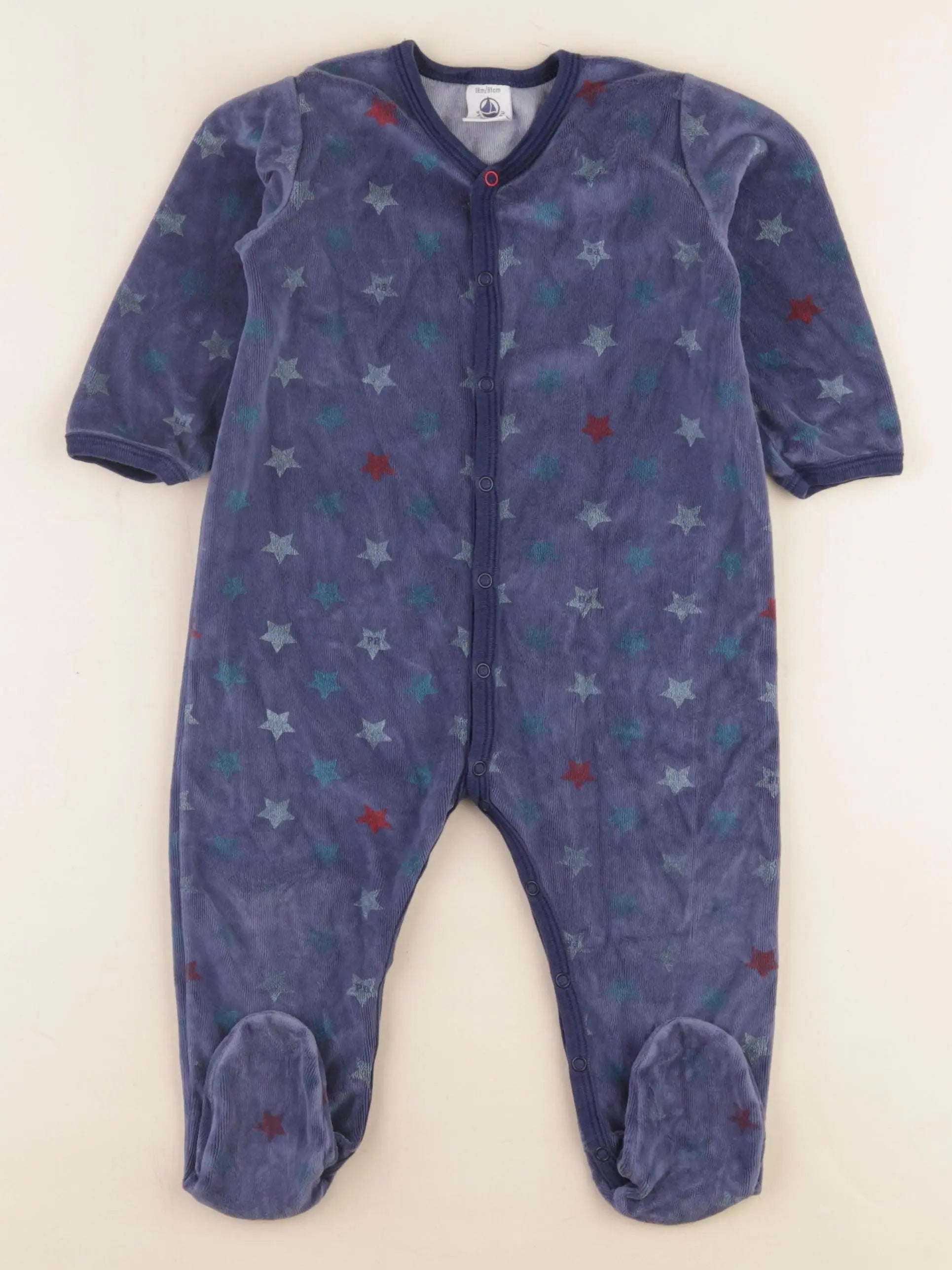 Petit Bateau - pyjama velours bleu - 18 mois