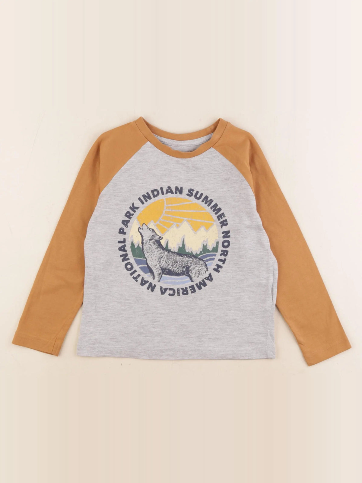 Vertbaudet - tee-shirt marron, gris - 5 ans