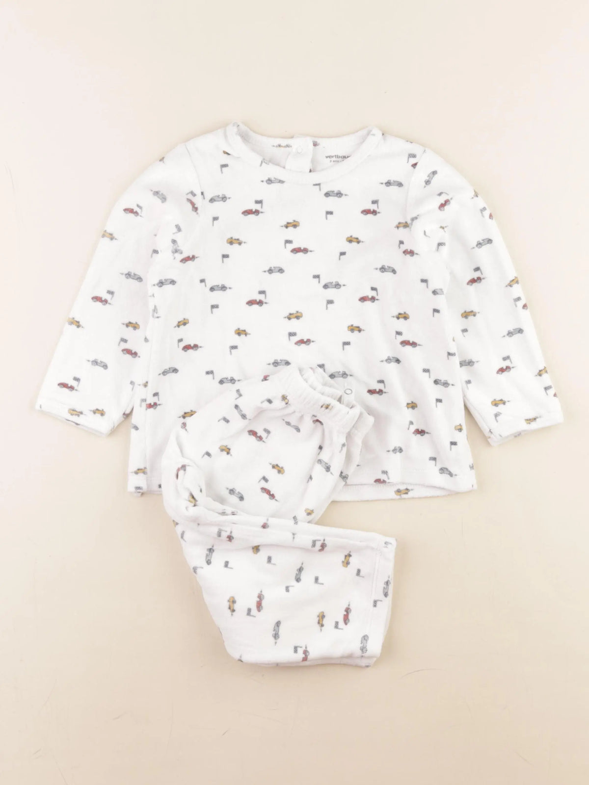 Vertbaudet - pyjama velours blanc - 3 ans