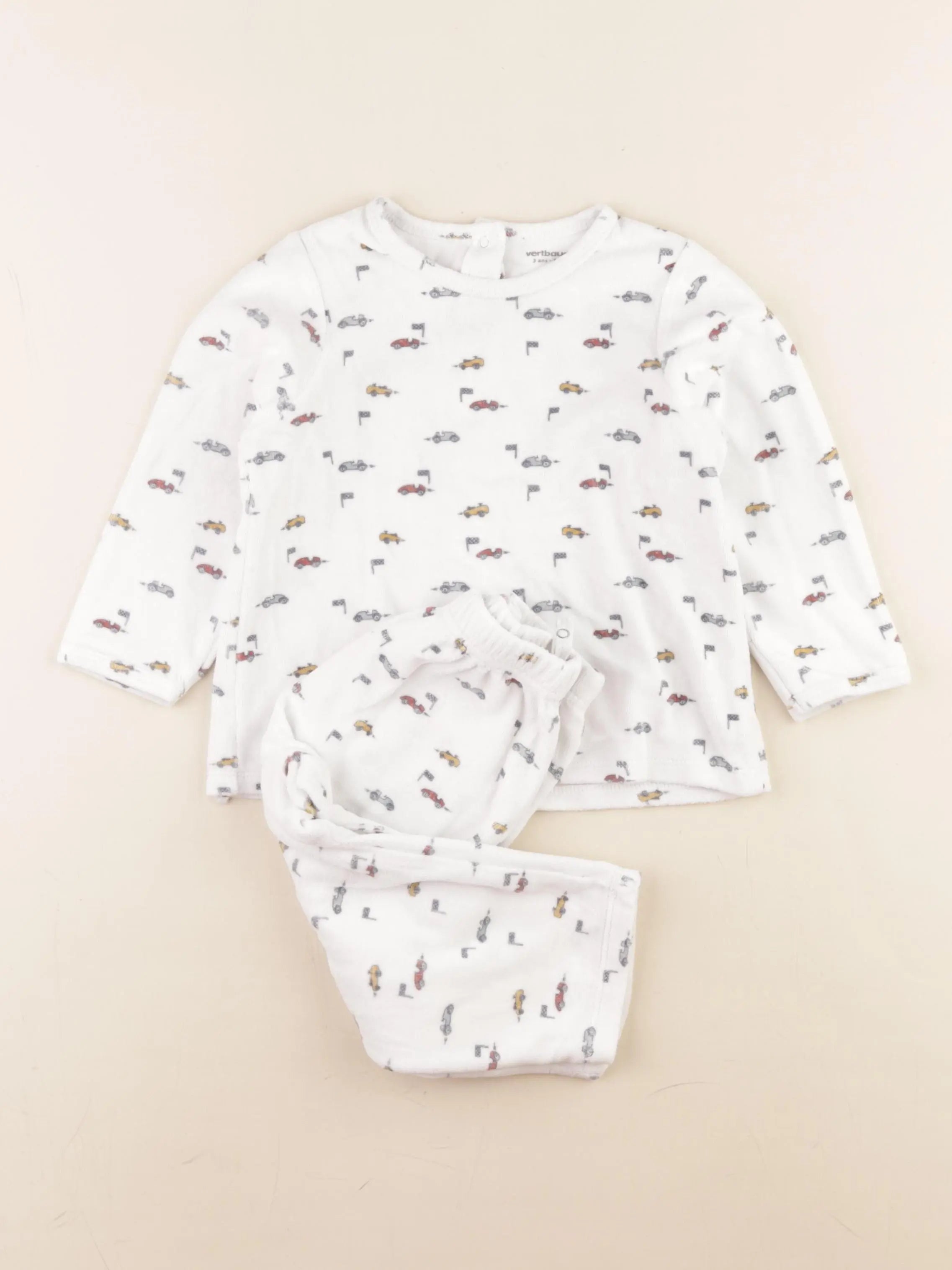 Vertbaudet - pyjama velours blanc - 3 ans