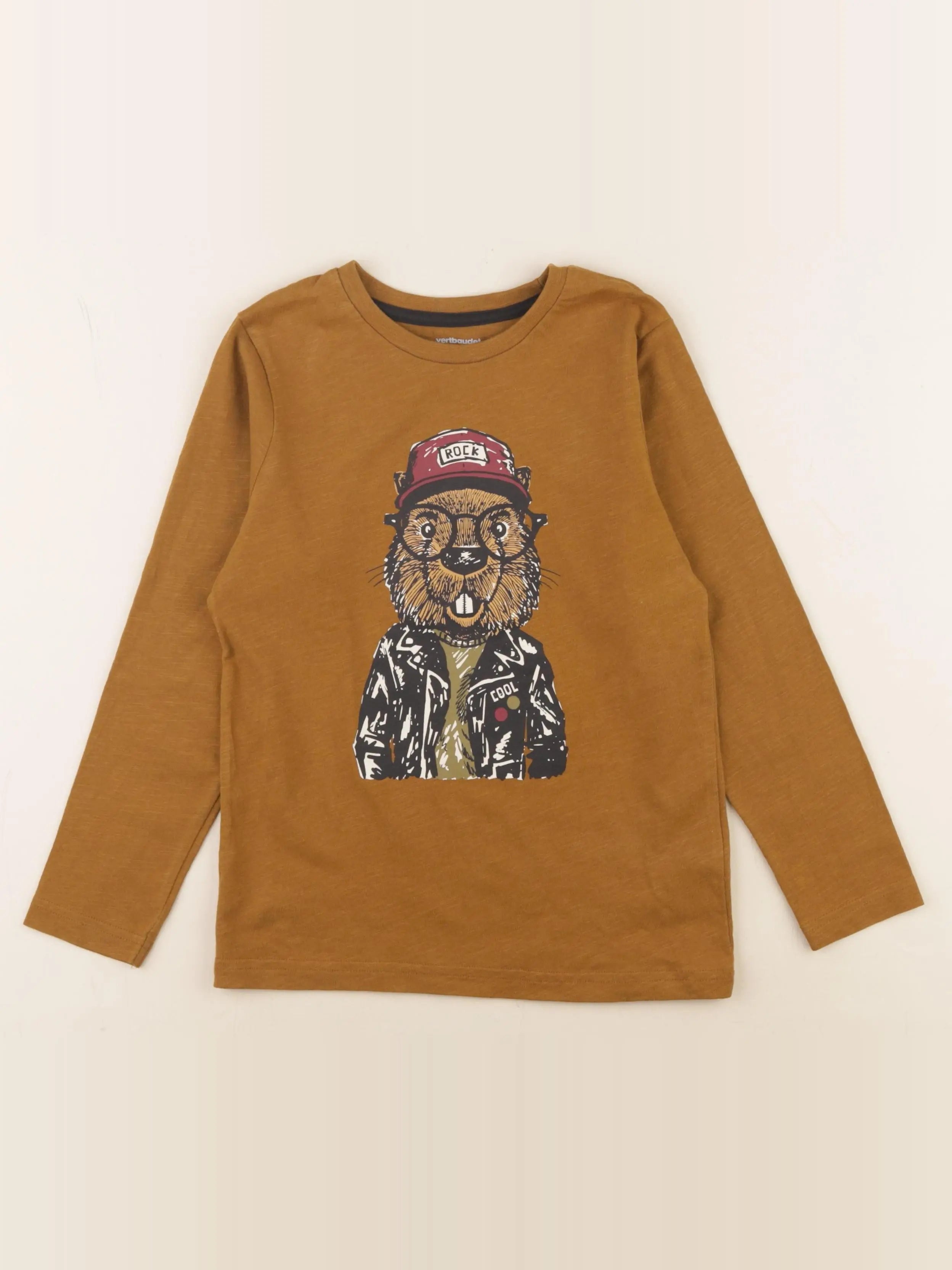 Vertbaudet - tee-shirt marron - 8 ans