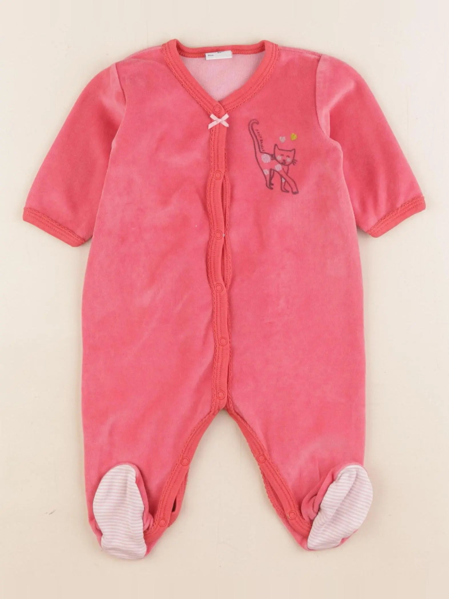 Petit Bateau - pyjama velours rose - 3 mois