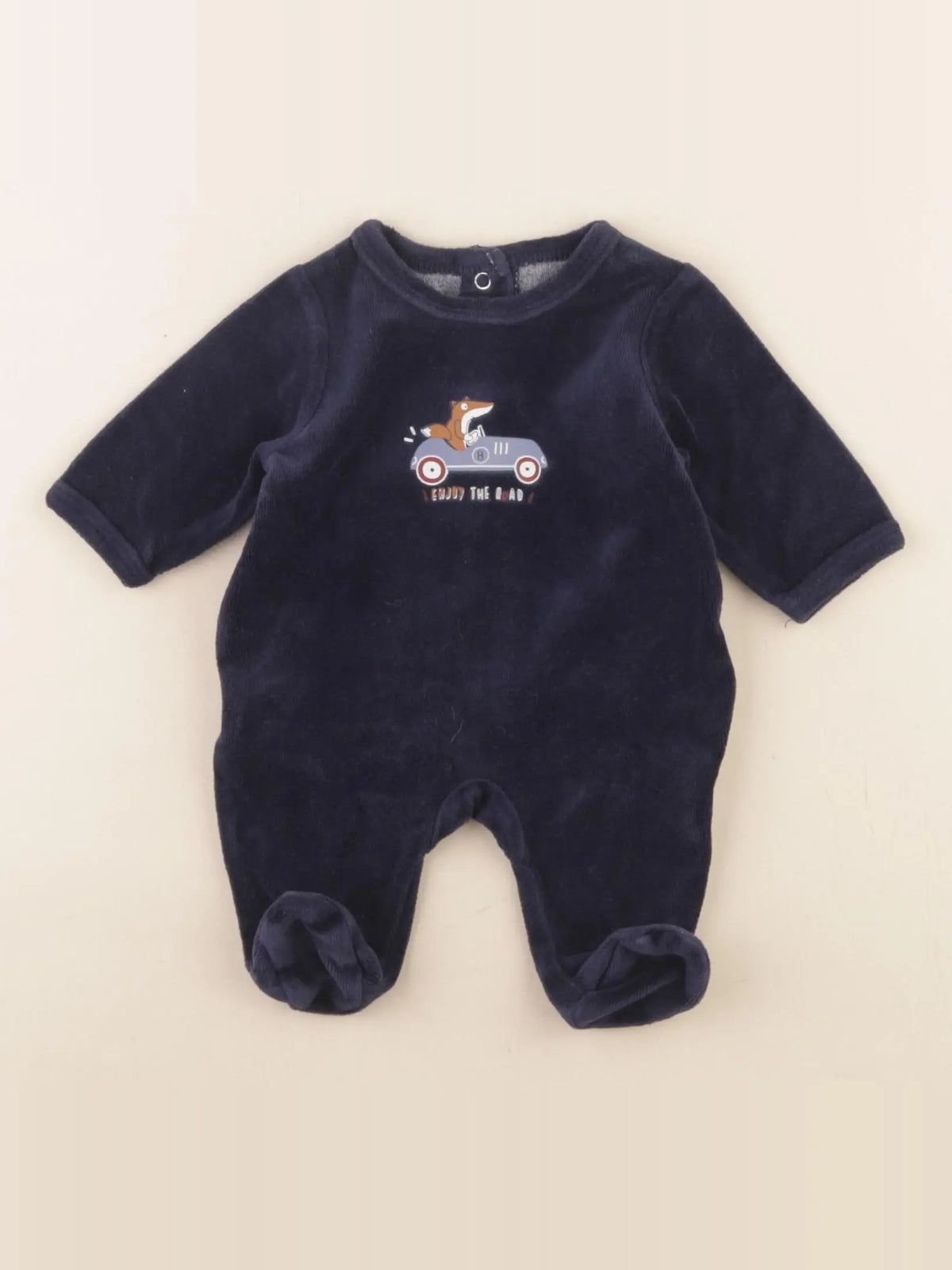 Vertbaudet - pyjama velours bleu - 0 mois
