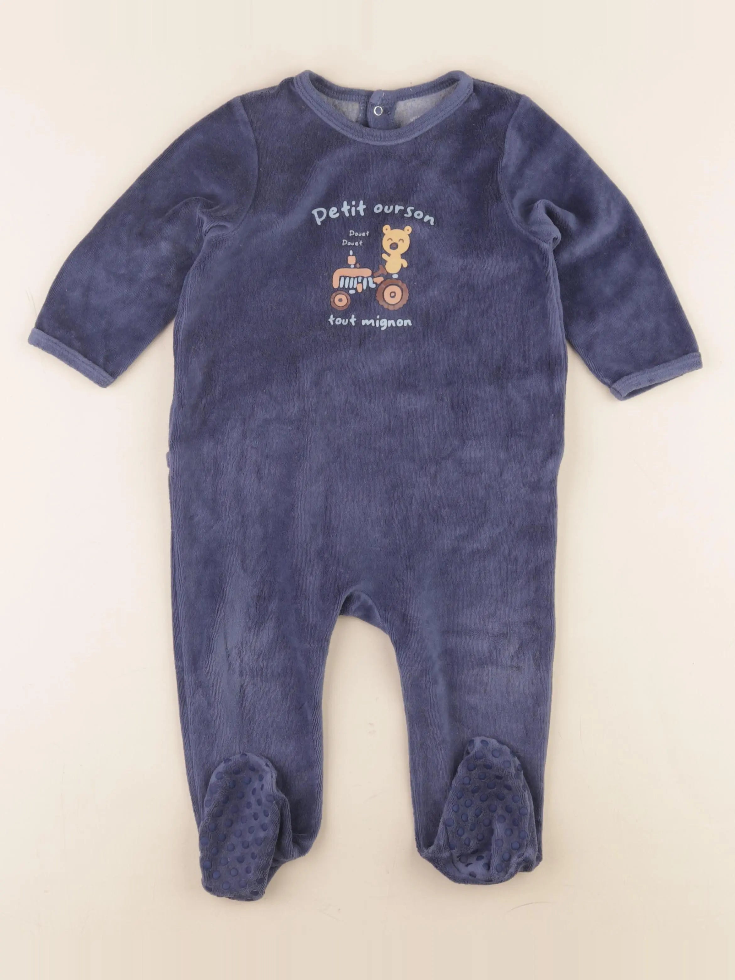 Vertbaudet - pyjama velours bleu - 18 mois