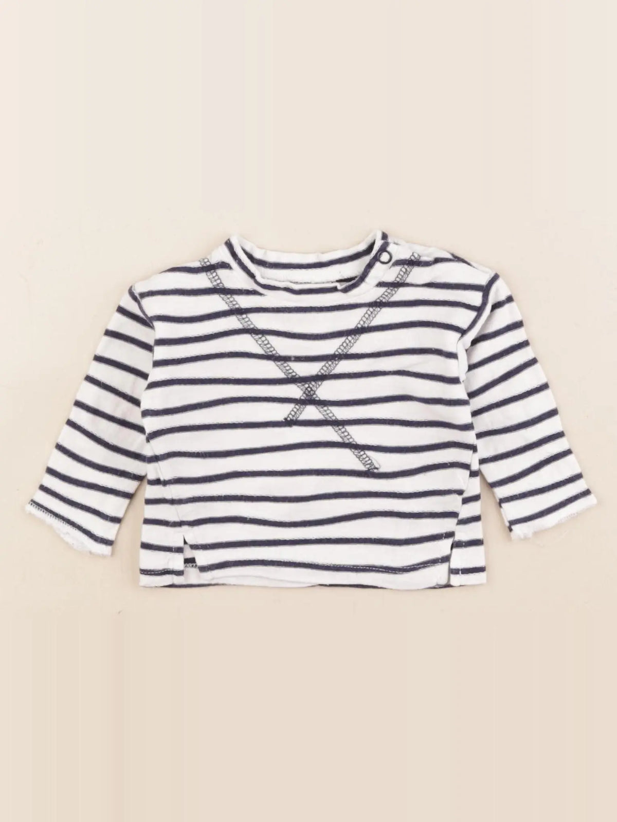 H&M - tee-shirt blanc, bleu - 0/1 mois