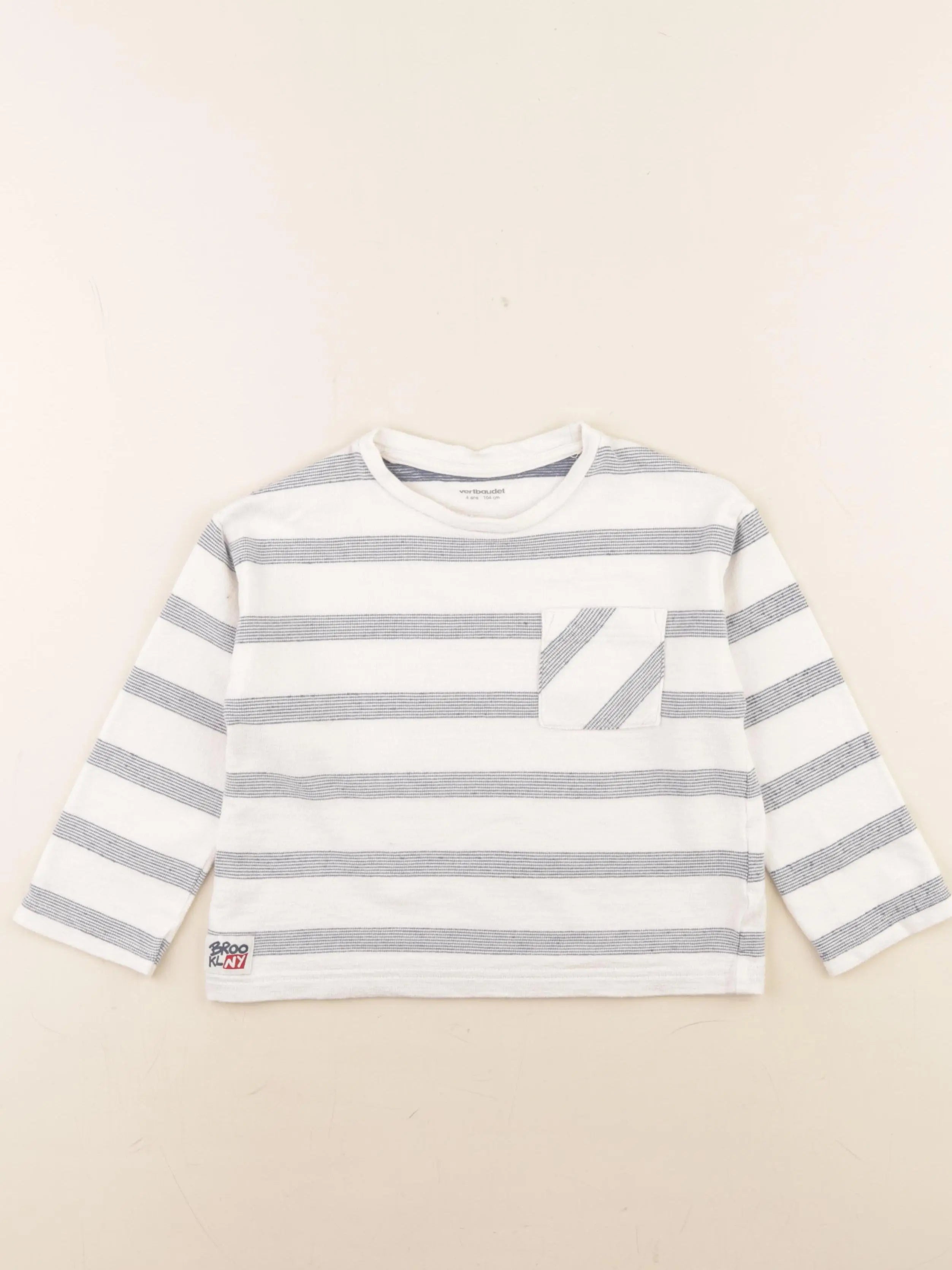 Vertbaudet - tee-shirt blanc, bleu - 4 ans