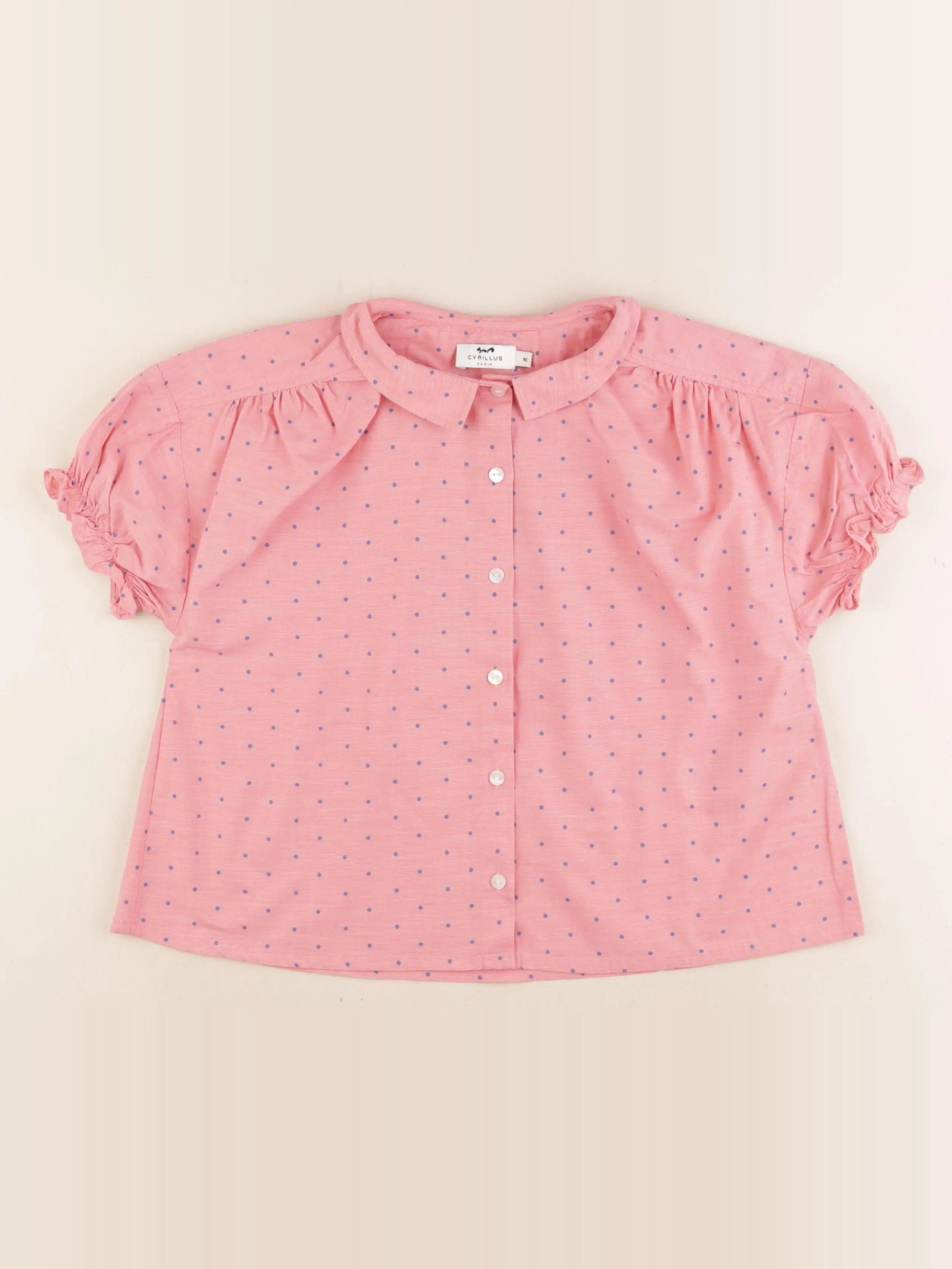 Cyrillus - blouse rose, bleu - 10 ans