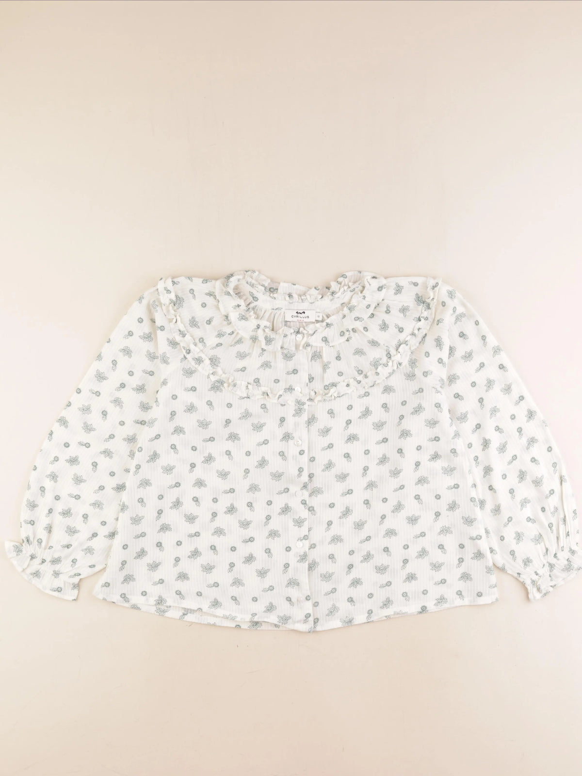 Cyrillus - blouse beige, vert - 10 ans