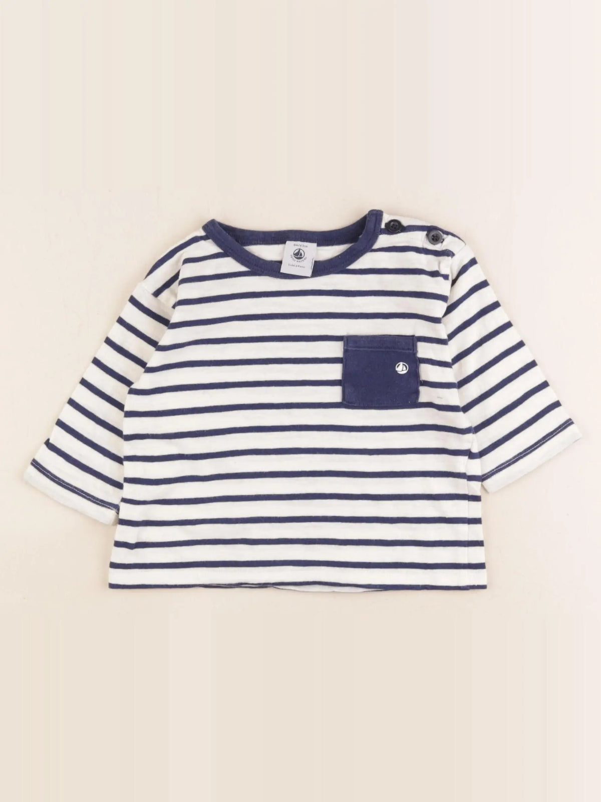 Petit Bateau - tee-shirt bleu - 6 mois