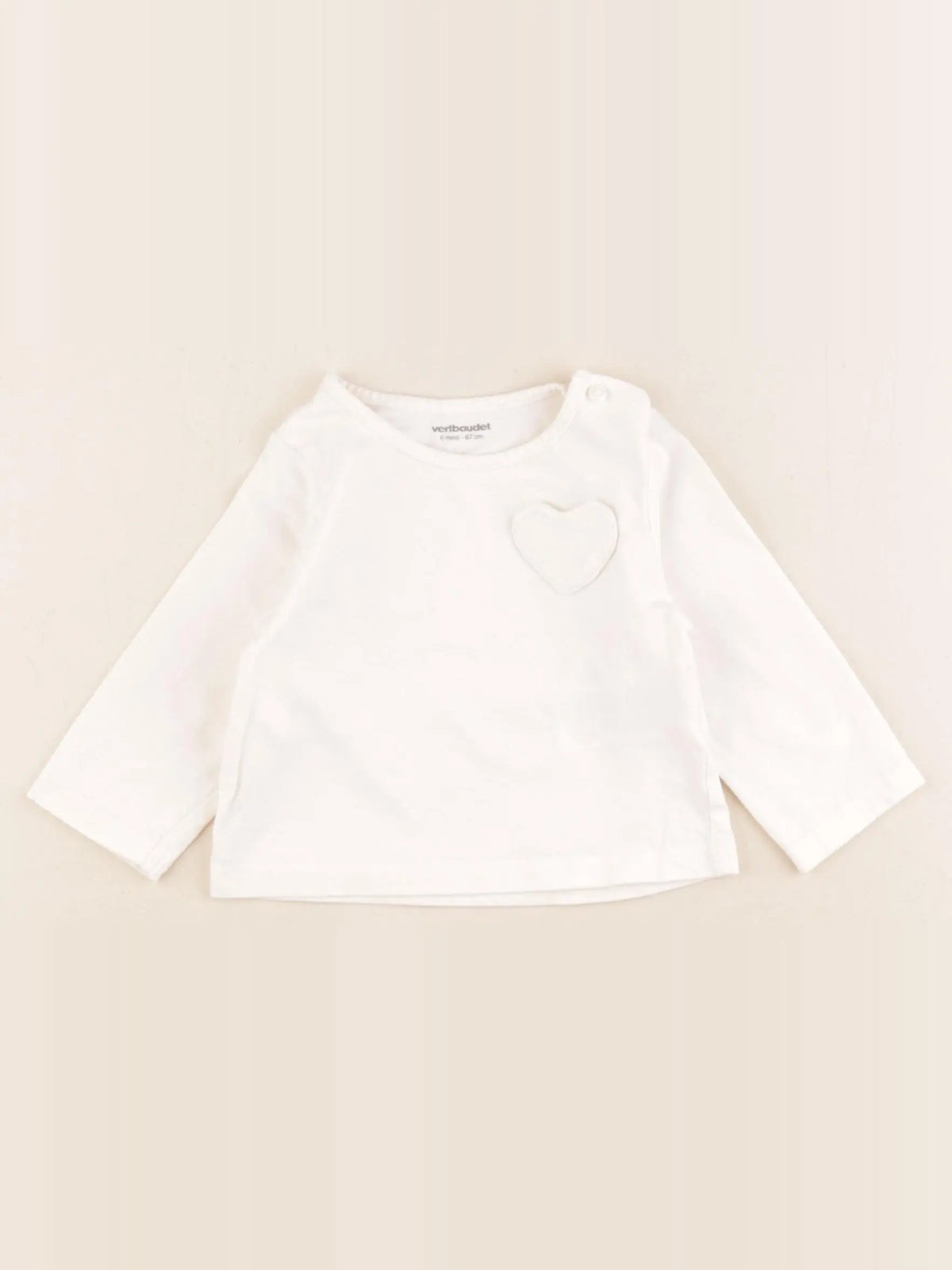 Vertbaudet - tee-shirt beige - 6 mois