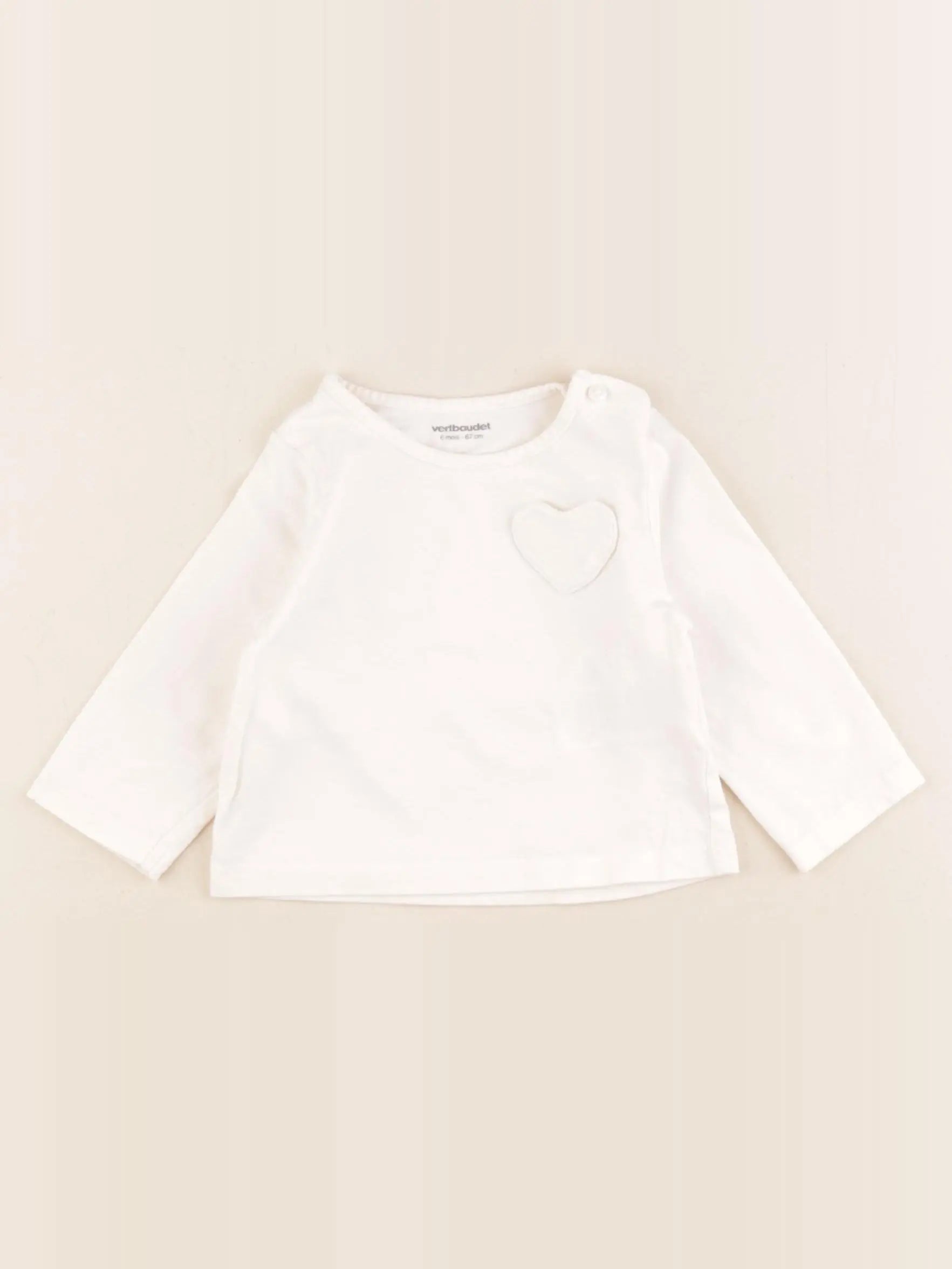 Vertbaudet - tee-shirt beige - 6 mois
