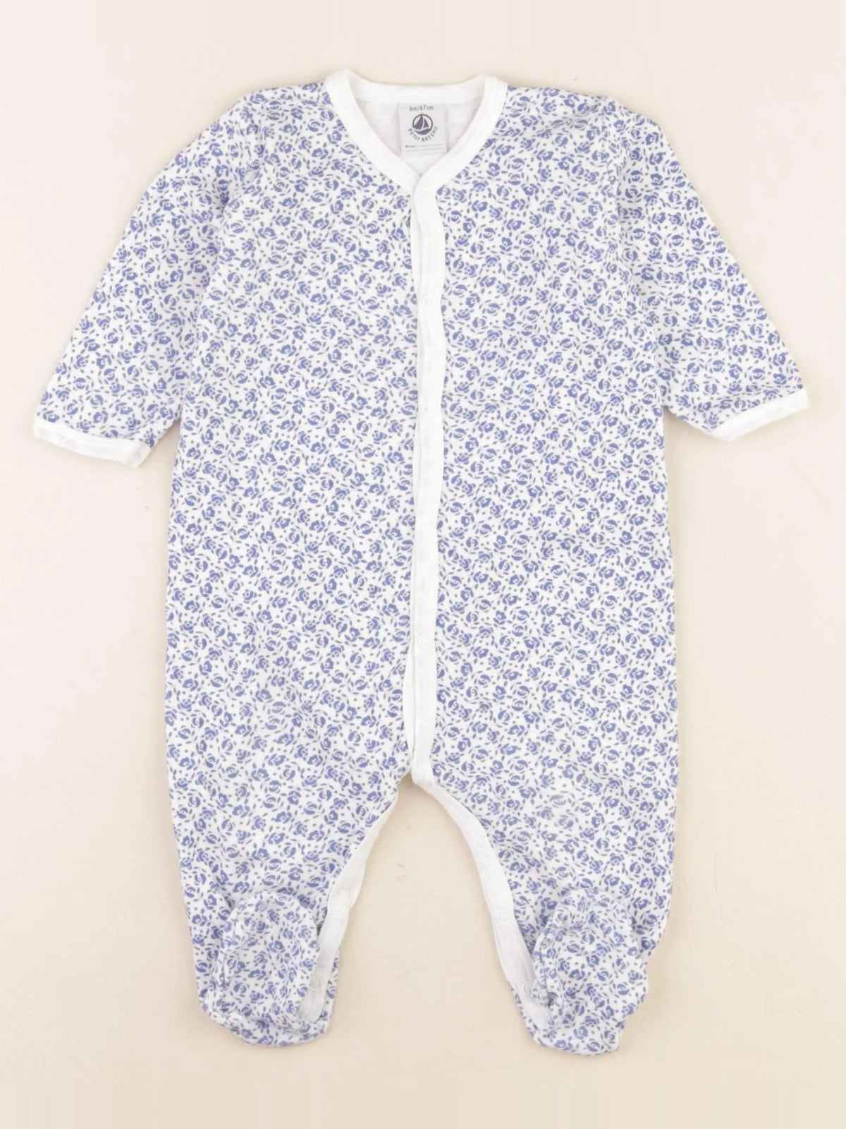 Petit Bateau - pyjama coton bleu - 6 mois